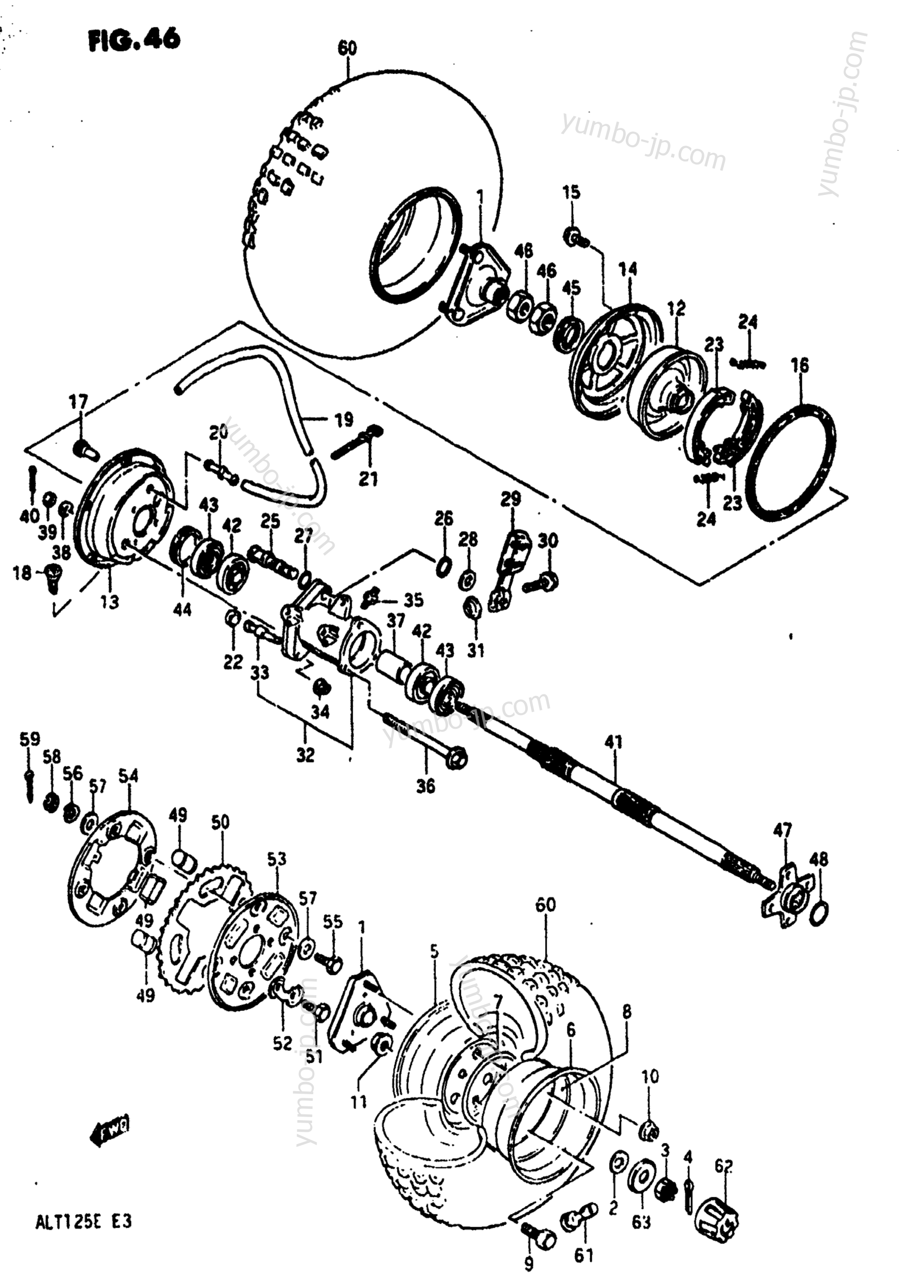 REAR WHEEL (MODEL E) для квадроциклов SUZUKI ALT125 1984 г.