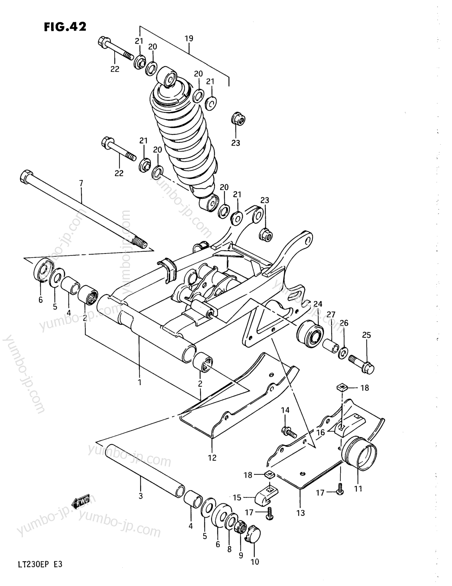 REAR SWINGING ARM (MODEL H) for ATVs SUZUKI QuadRunner (LT230E) 1992 year