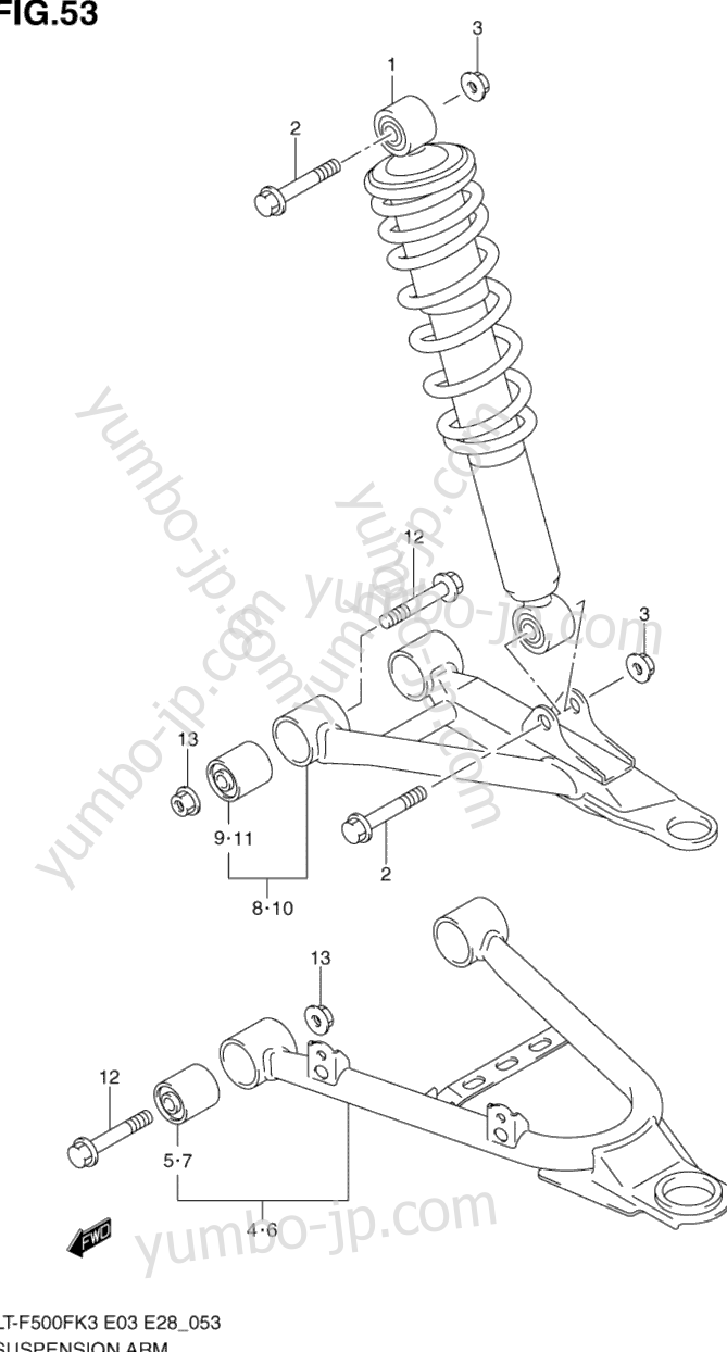 SUSPENSION ARM for ATVs SUZUKI Vinson 4WD (LT-F500F) 2003 year