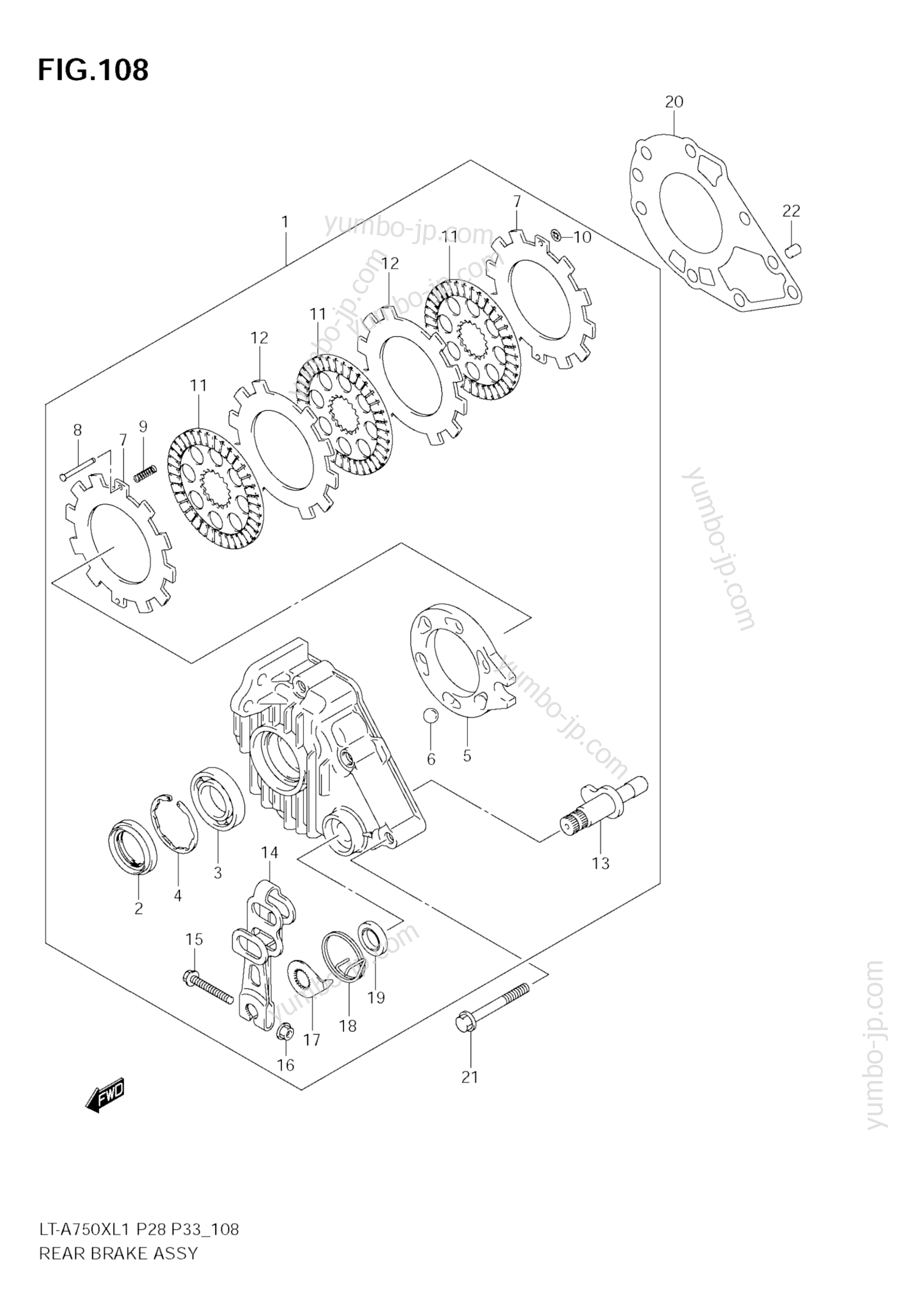 REAR BRAKE ASSY для квадроциклов SUZUKI KingQuad (LT-A750X) 2011 г.