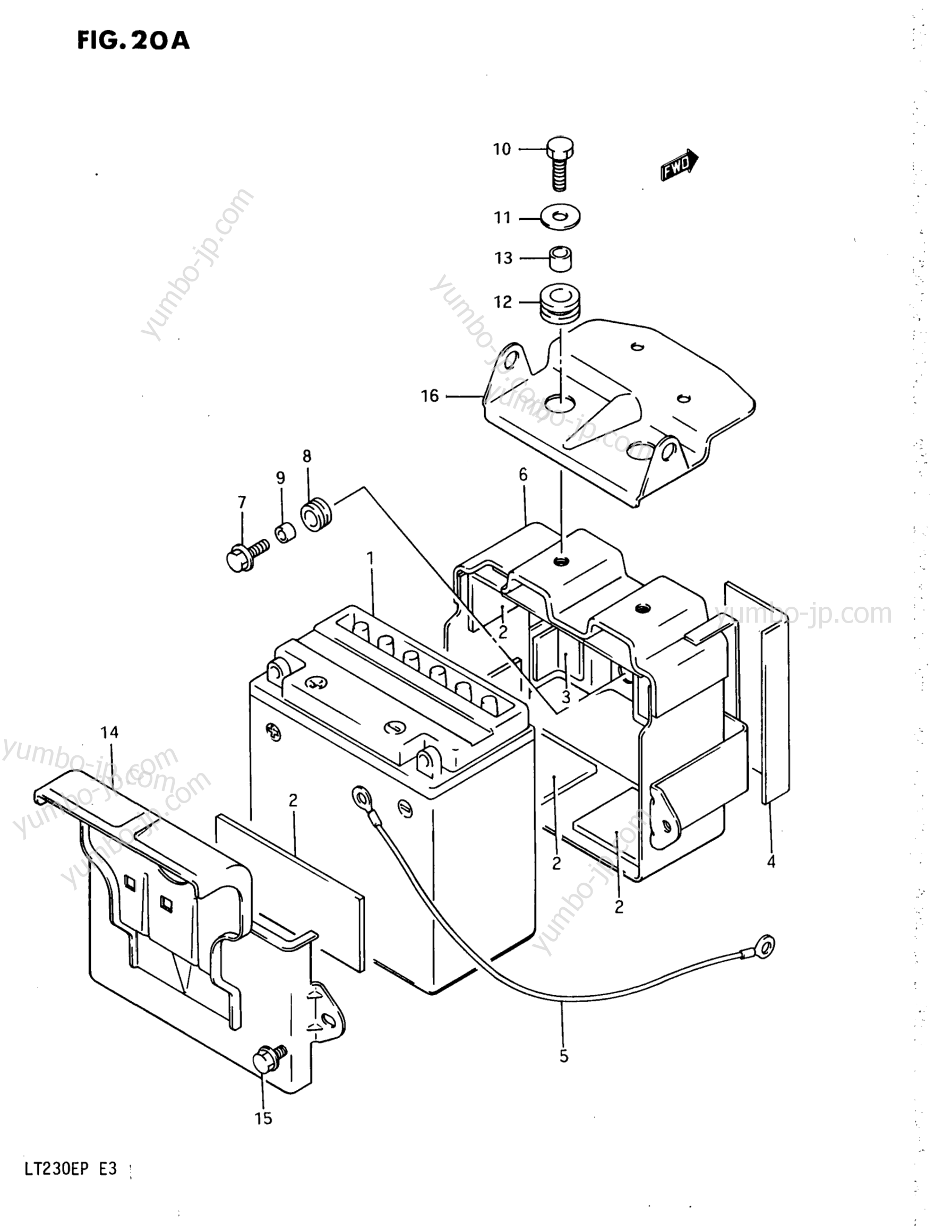 BATTERY (MODEL K/L/M/N/P) for ATVs SUZUKI QuadRunner (LT230E) 1990 year