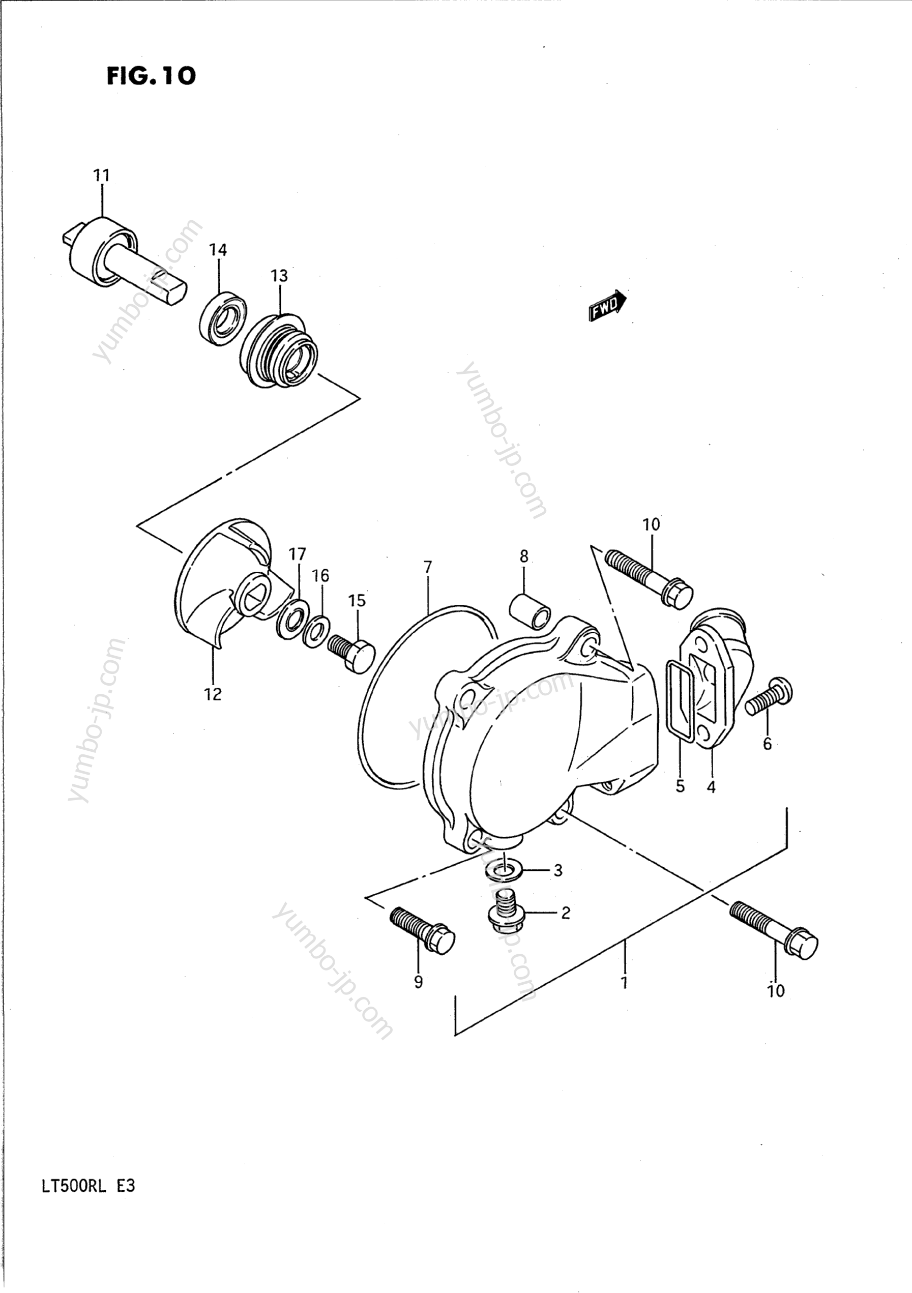 WATER PUMP for ATVs SUZUKI QuadRacer (LT500R) 1989 year