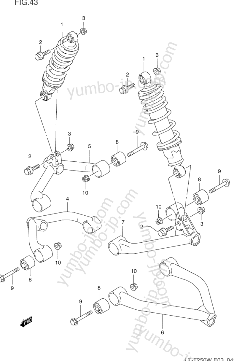 SUSPENSION ARM для квадроциклов SUZUKI QuadRunner (LT-F250) 1997 г.
