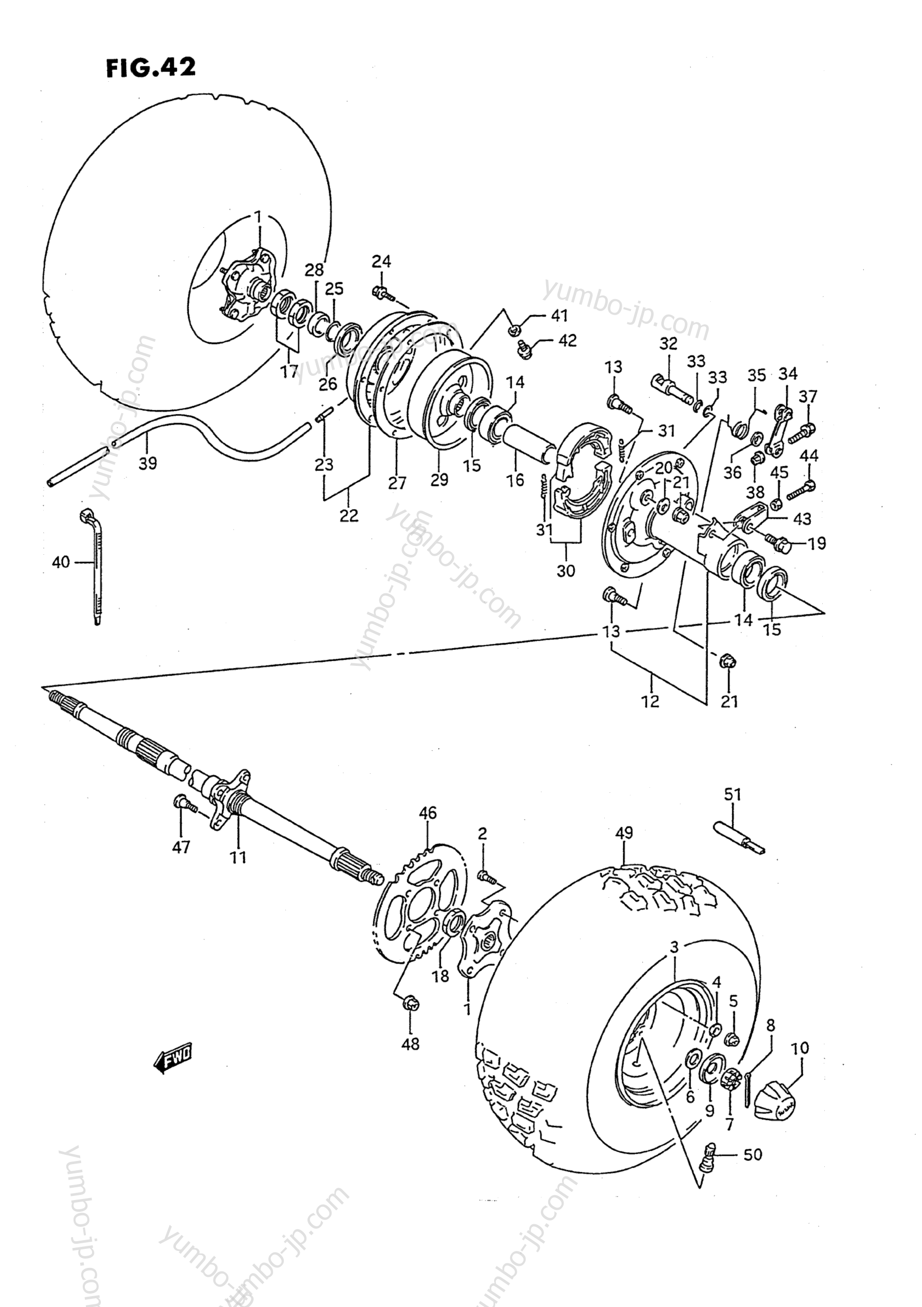 REAR WHEEL для квадроциклов SUZUKI QuadRunner (LT-F160) 1991 г.