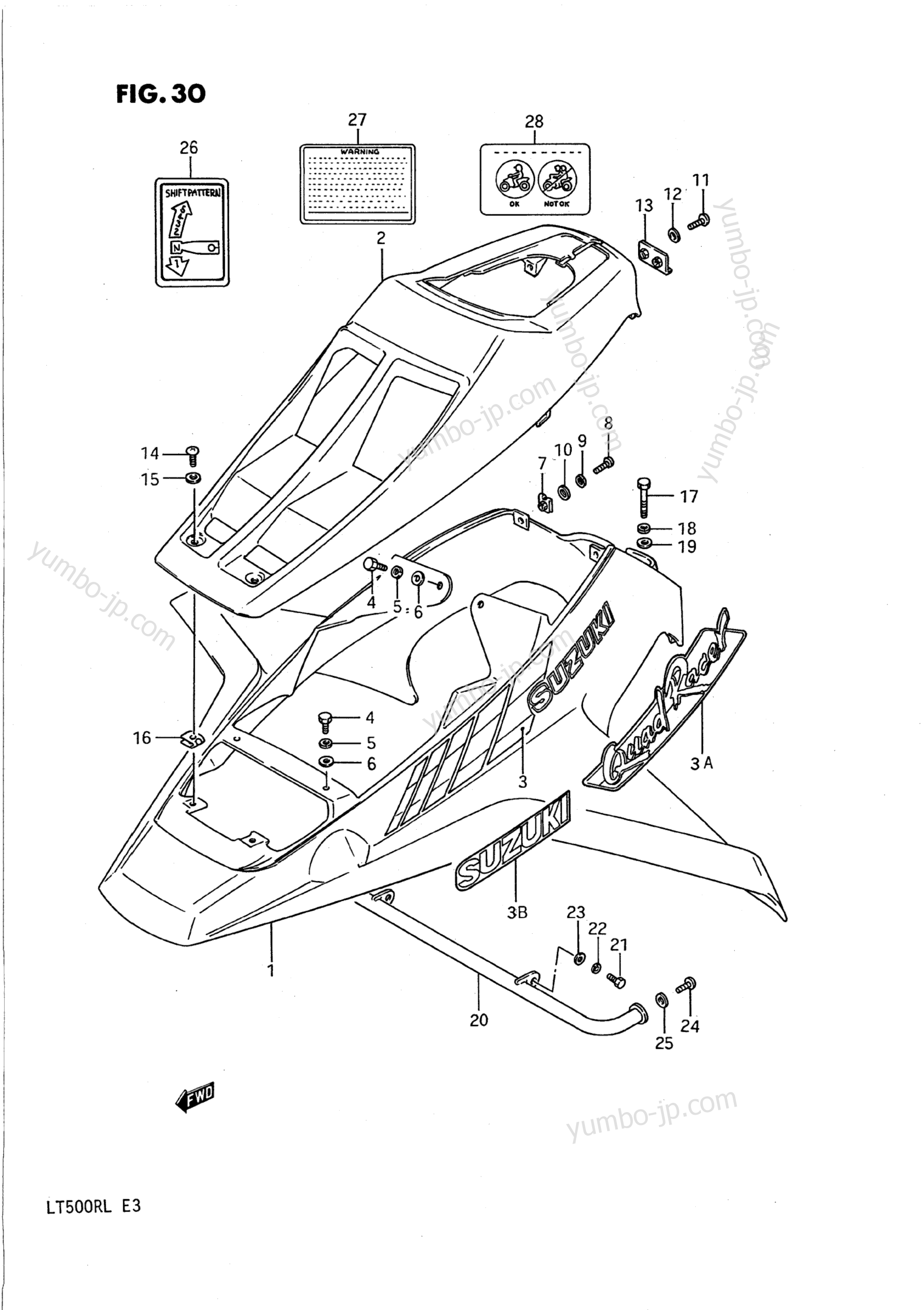 FRONT FENDER (MODEL H/J) для квадроциклов SUZUKI QuadRacer (LT500R) 1990 г.