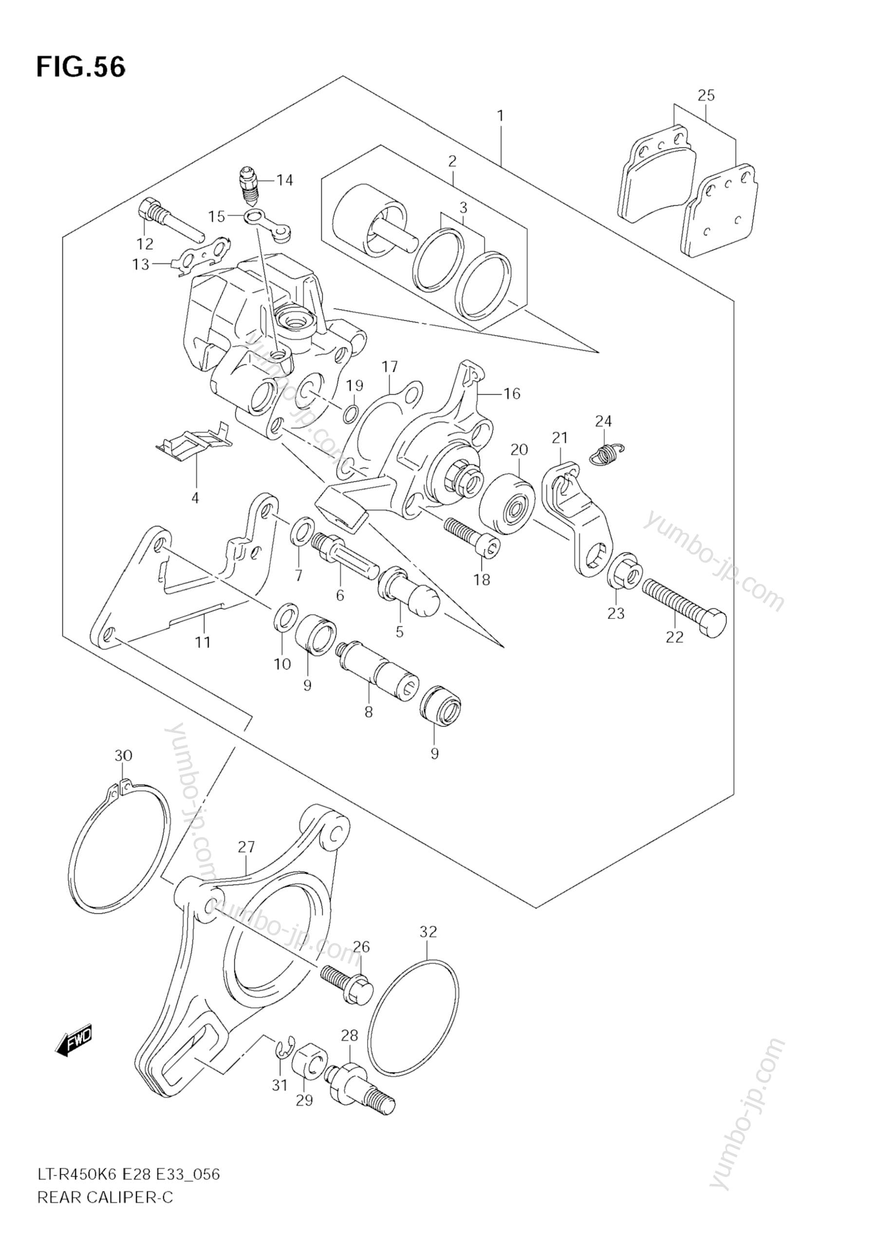 REAR CALIPER для квадроциклов SUZUKI QuadRacer (LT-R450) 2006 г.