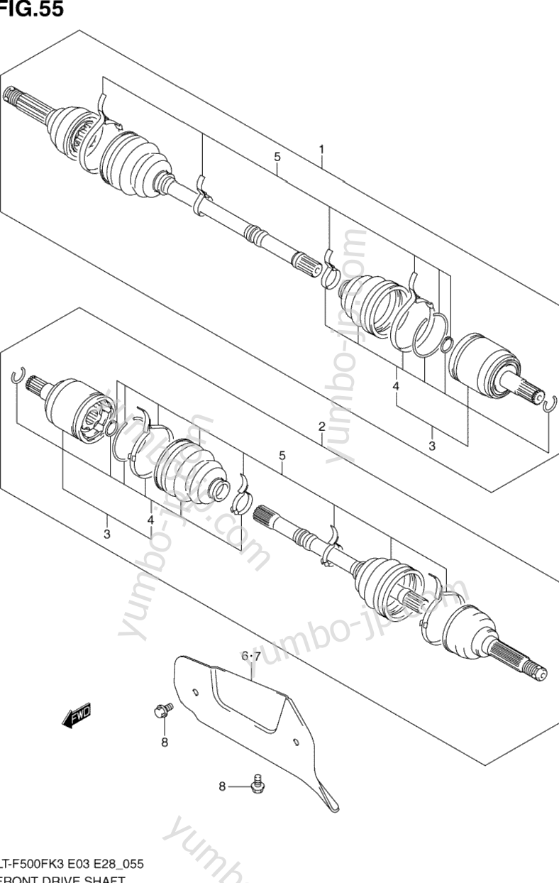 FRONT DRIVE SHAFT for ATVs SUZUKI Vinson 4WD (LT-F500F) 2003 year