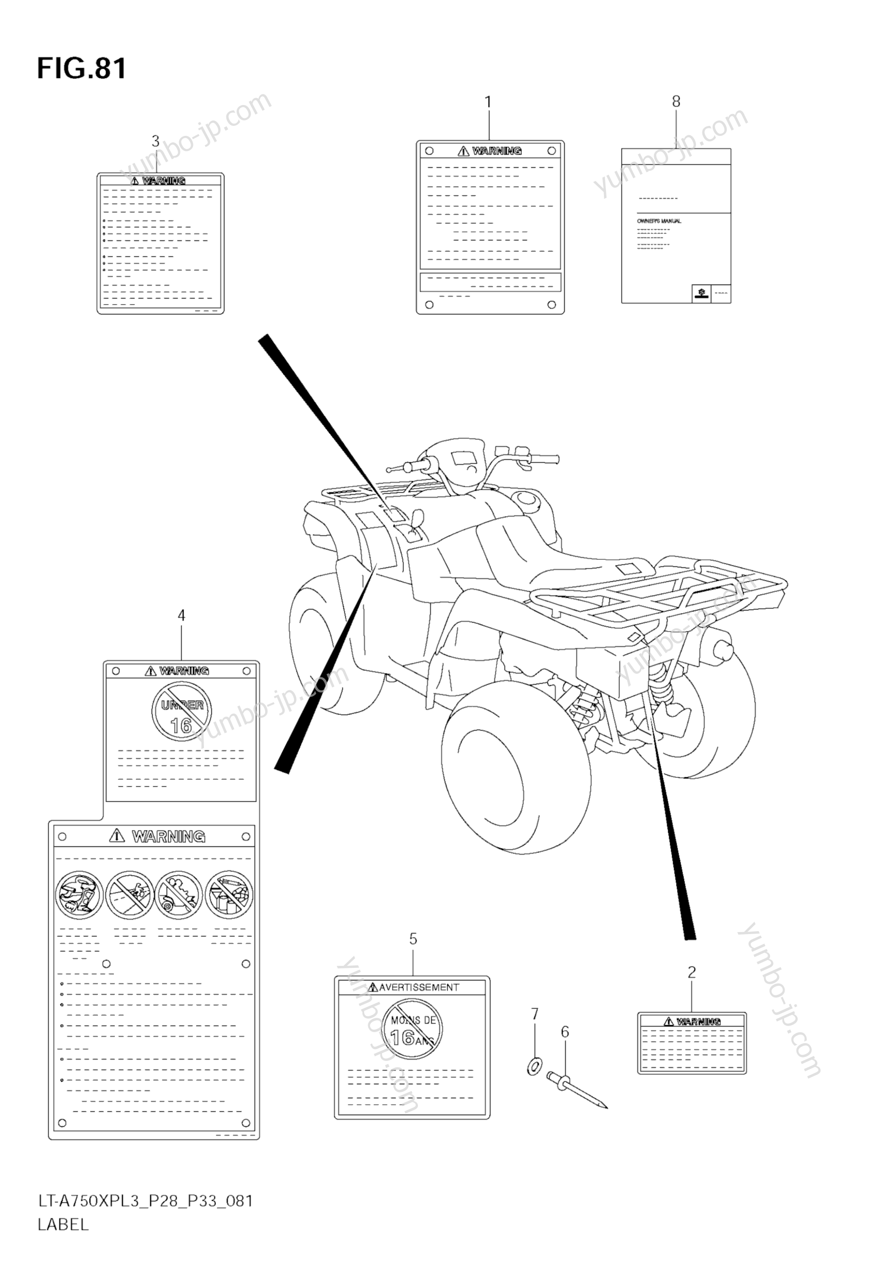 LABEL (LT-A750XPL3 E28) для квадроциклов SUZUKI KingQuad (LT-A750XP) 2013 г.