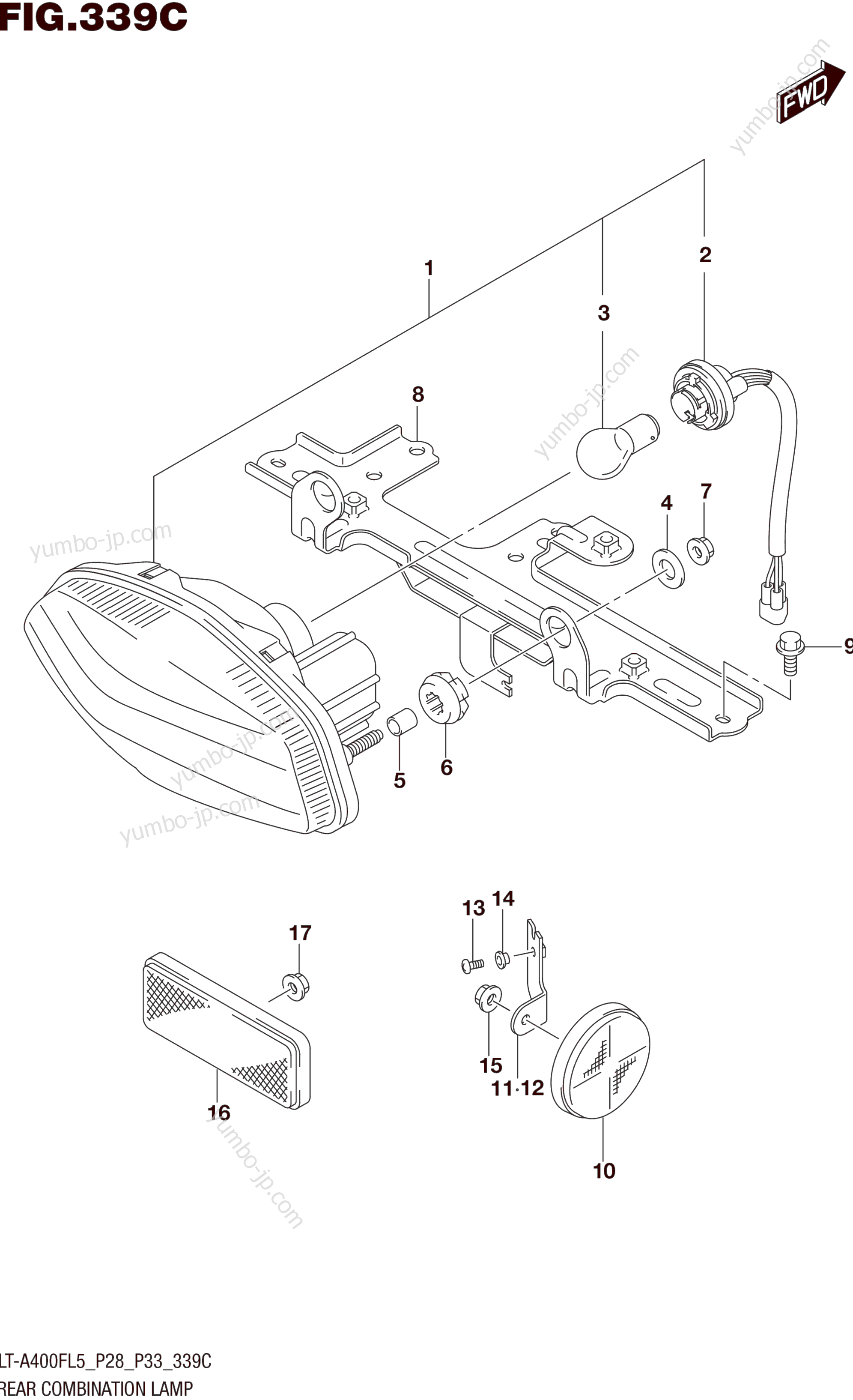 REAR COMBINATION LAMP (LT-A400FZL5 P28) для квадроциклов SUZUKI LT-A400FZ 2015 г.