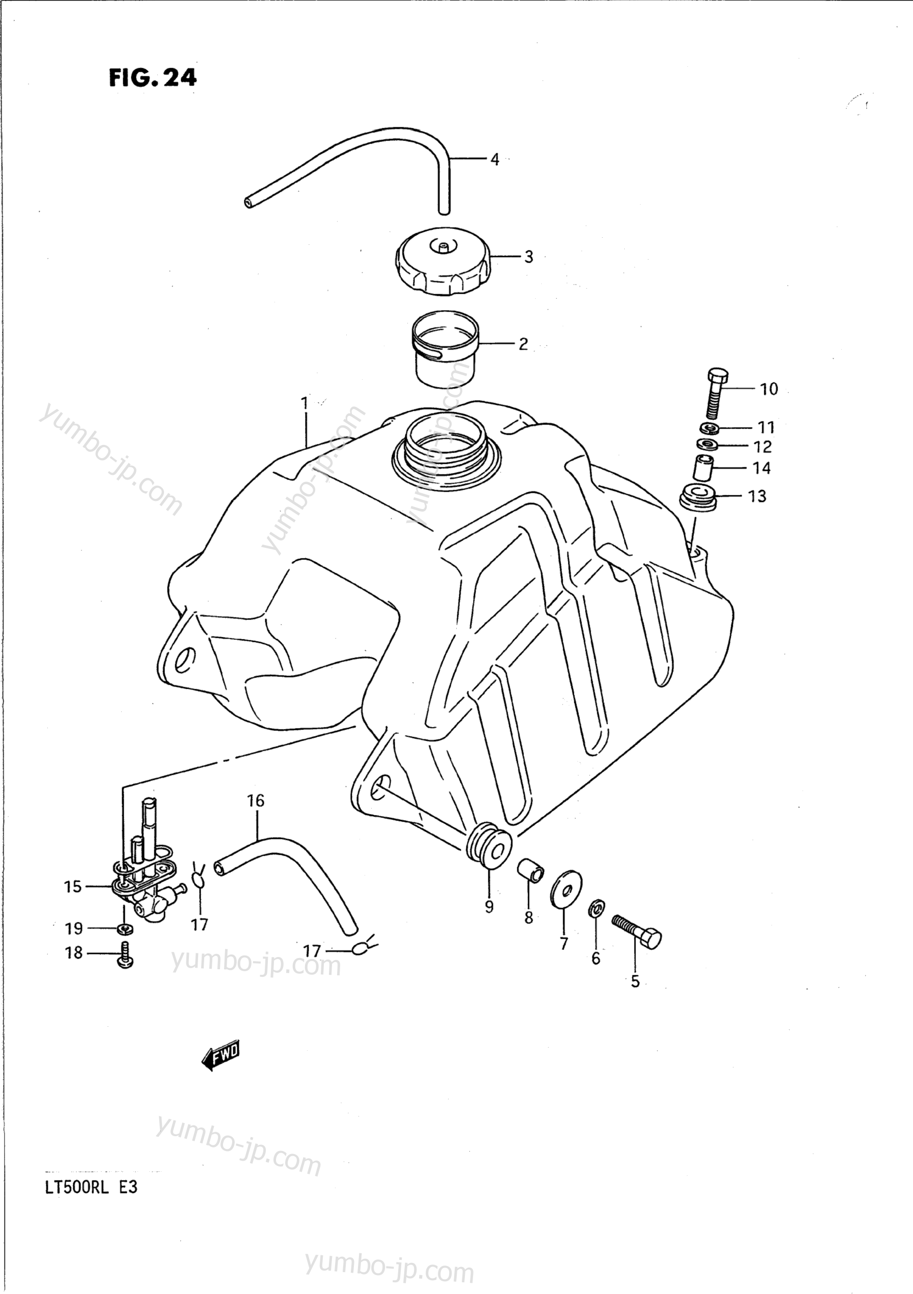 Топливный бак для квадроциклов SUZUKI QuadRacer (LT500R) 1989 г.