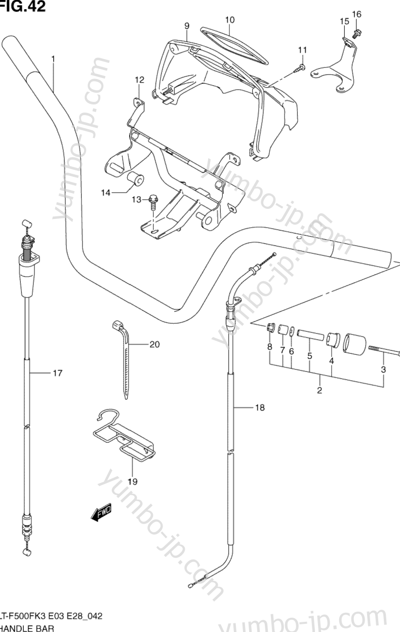 HANDLE BAR for ATVs SUZUKI Vinson 4WD (LT-F500F) 2003 year