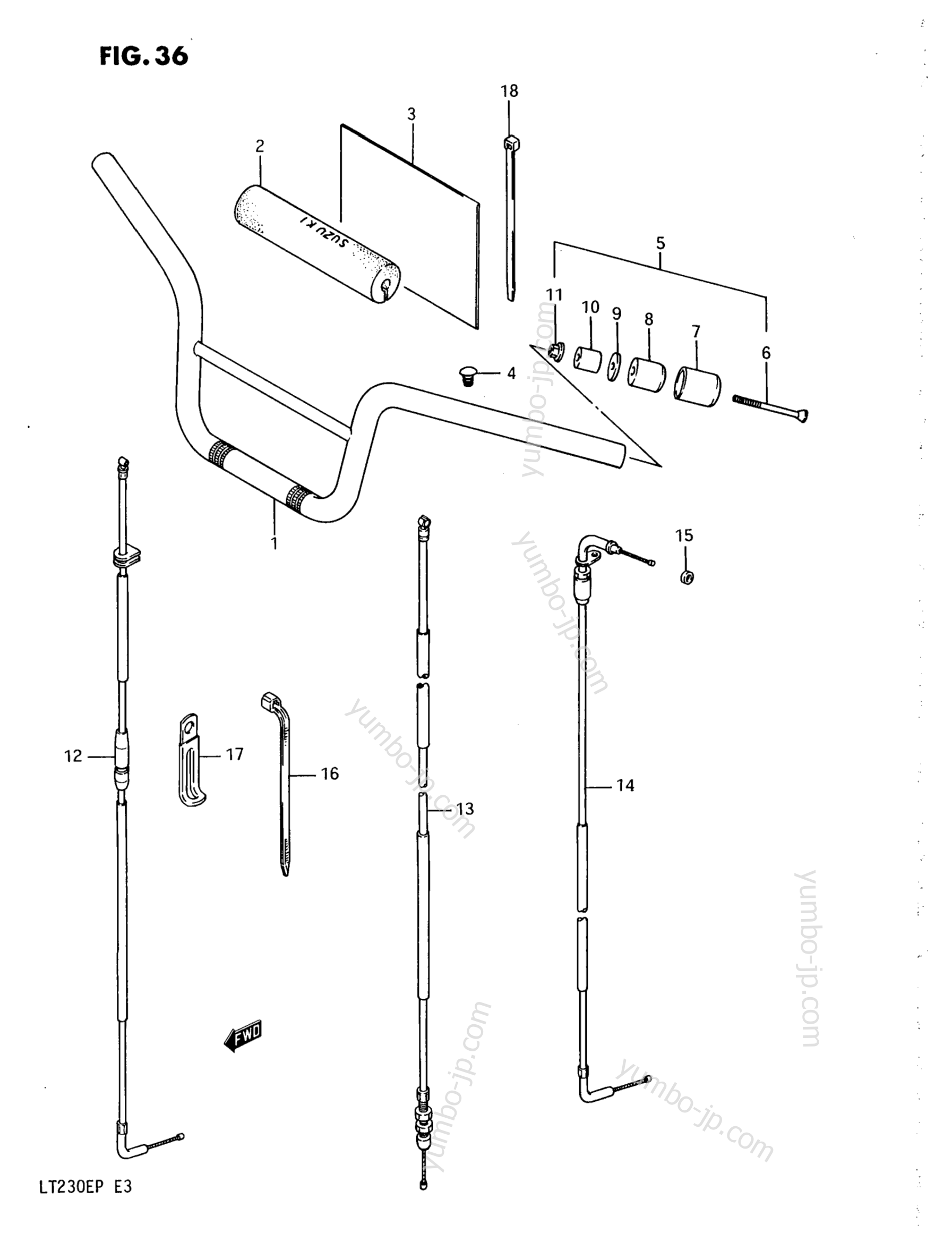 HANDLEBAR - CONTROL CABLE для квадроциклов SUZUKI QuadRunner (LT230E) 1988 г.