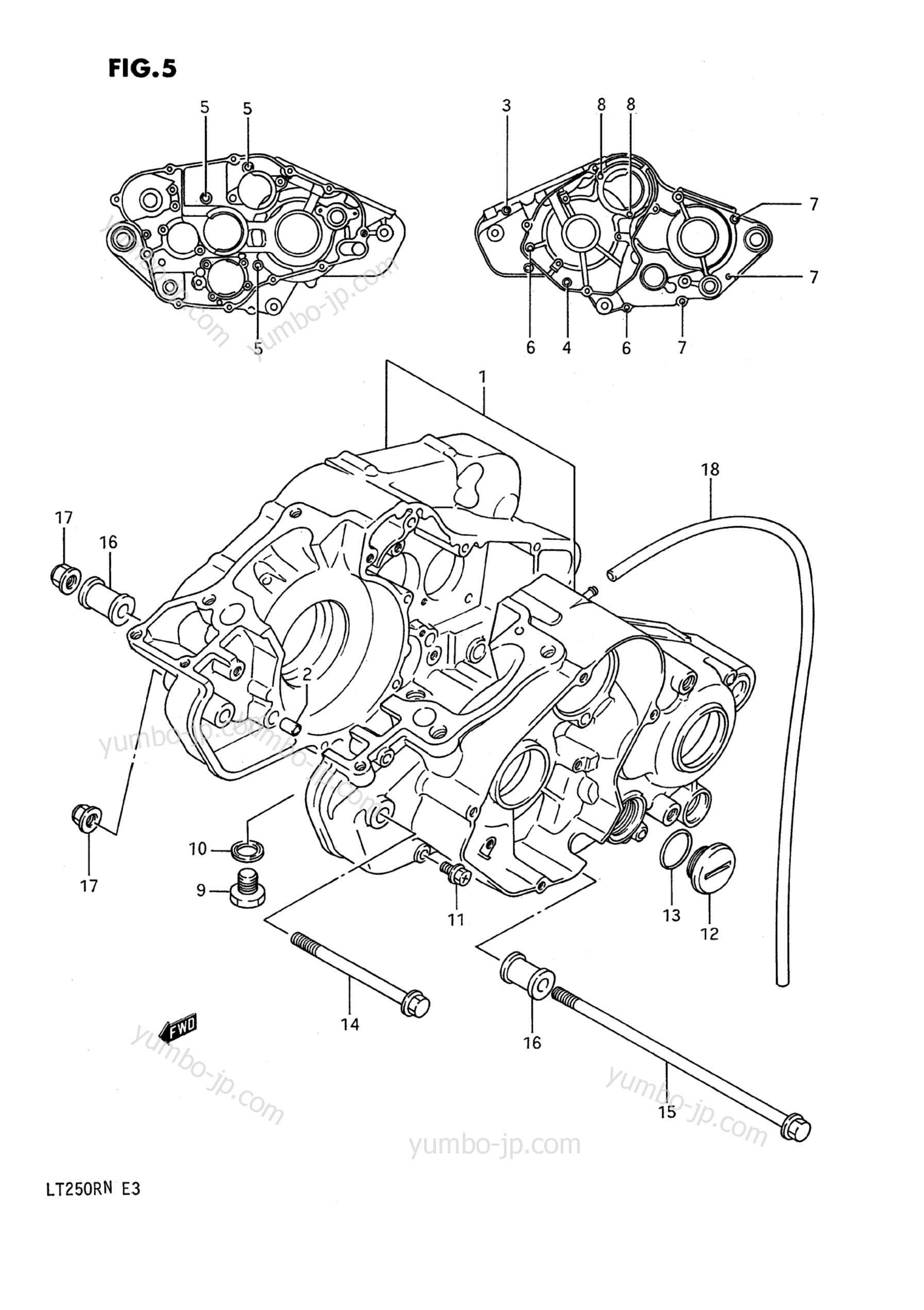 CRANKCASE (MODEL H/J/K/L/M/N) для квадроциклов SUZUKI QuadRacer (LT250R) 1985 г.