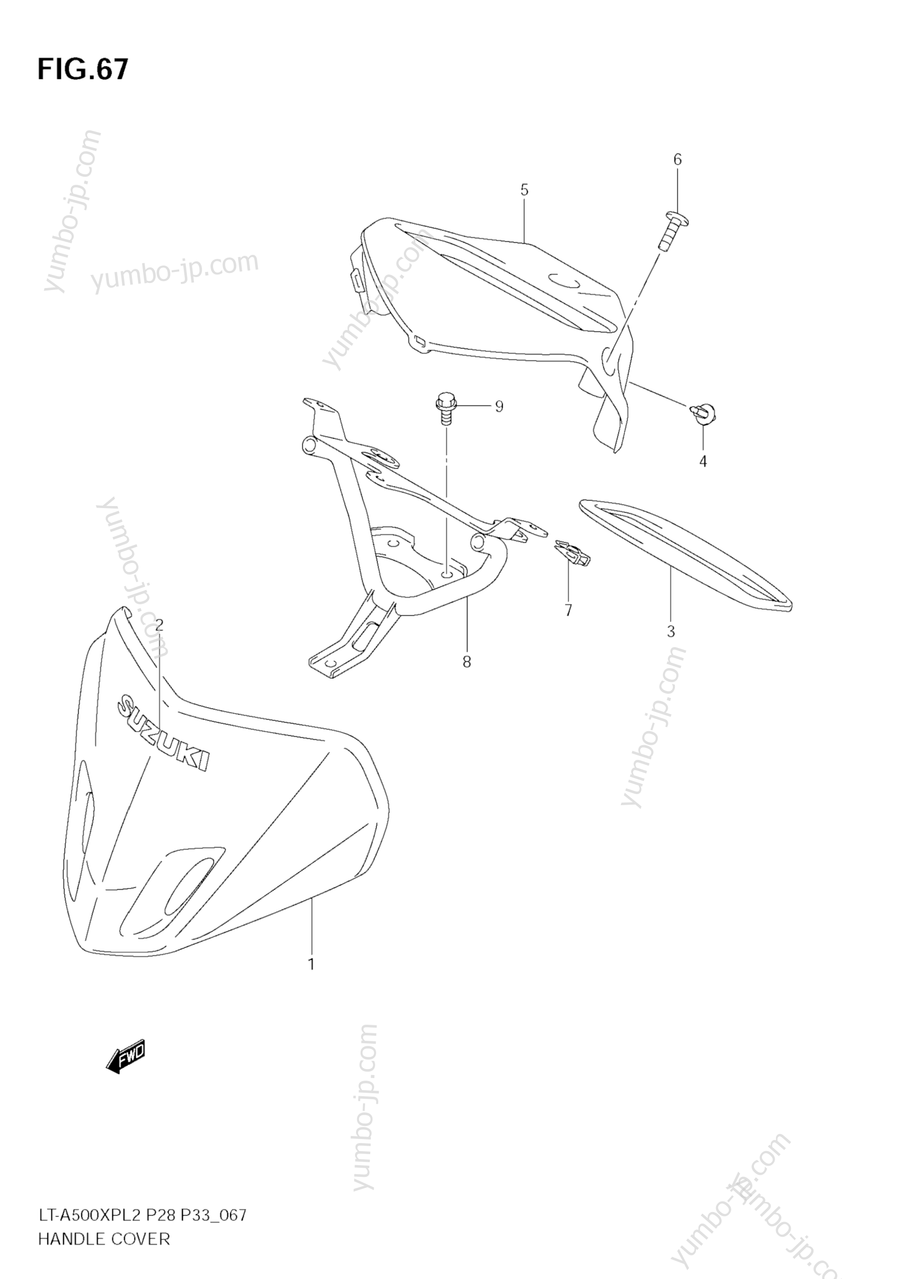 HANDLE COVER (LT-A500XPL2 E28) для квадроциклов SUZUKI KingQuad (LT-A500XPZ) 2012 г.