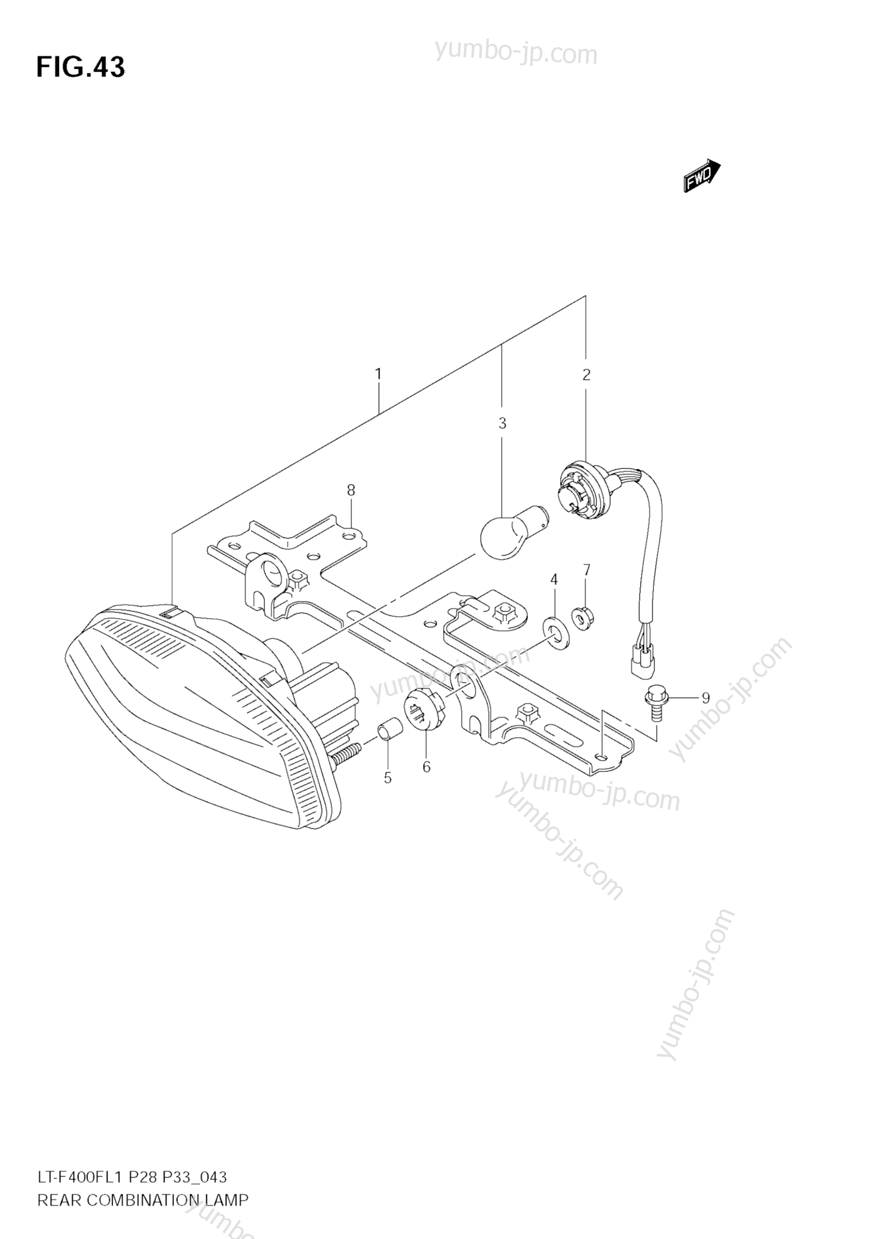 REAR COMBINATION LAMP (LT-F400FL1 E33) для квадроциклов SUZUKI KingQuad (LT-F400F) 2011 г.