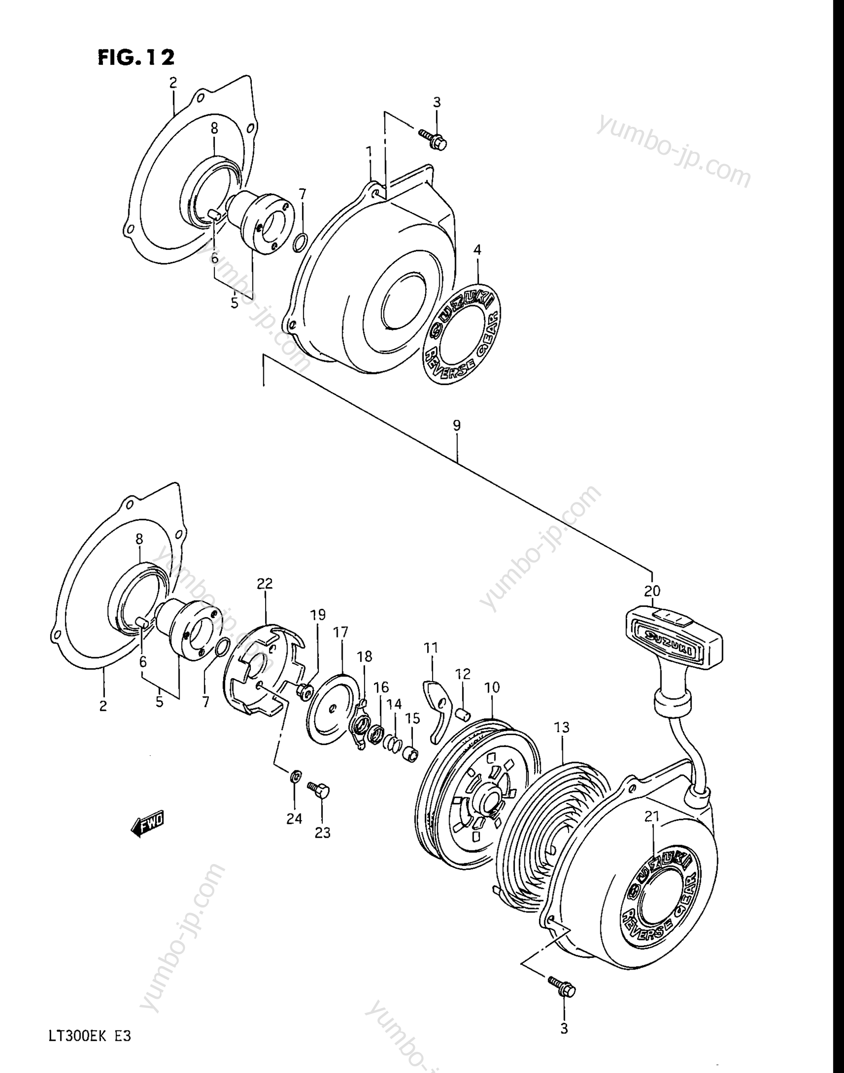 Ручной стартер для квадроциклов SUZUKI QuadRunner (LT300E) 1989 г.