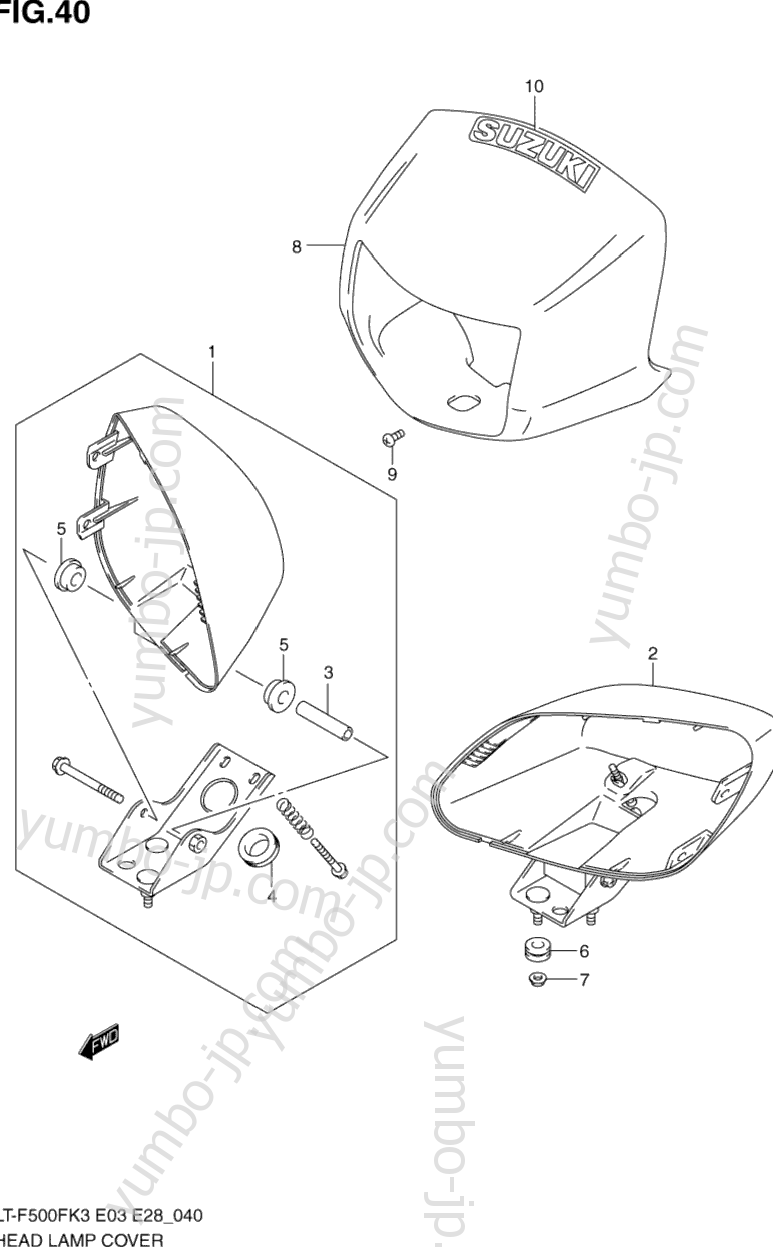 HEADLAMP HOUSING для квадроциклов SUZUKI Vinson 4WD (LT-F500F) 2003 г.