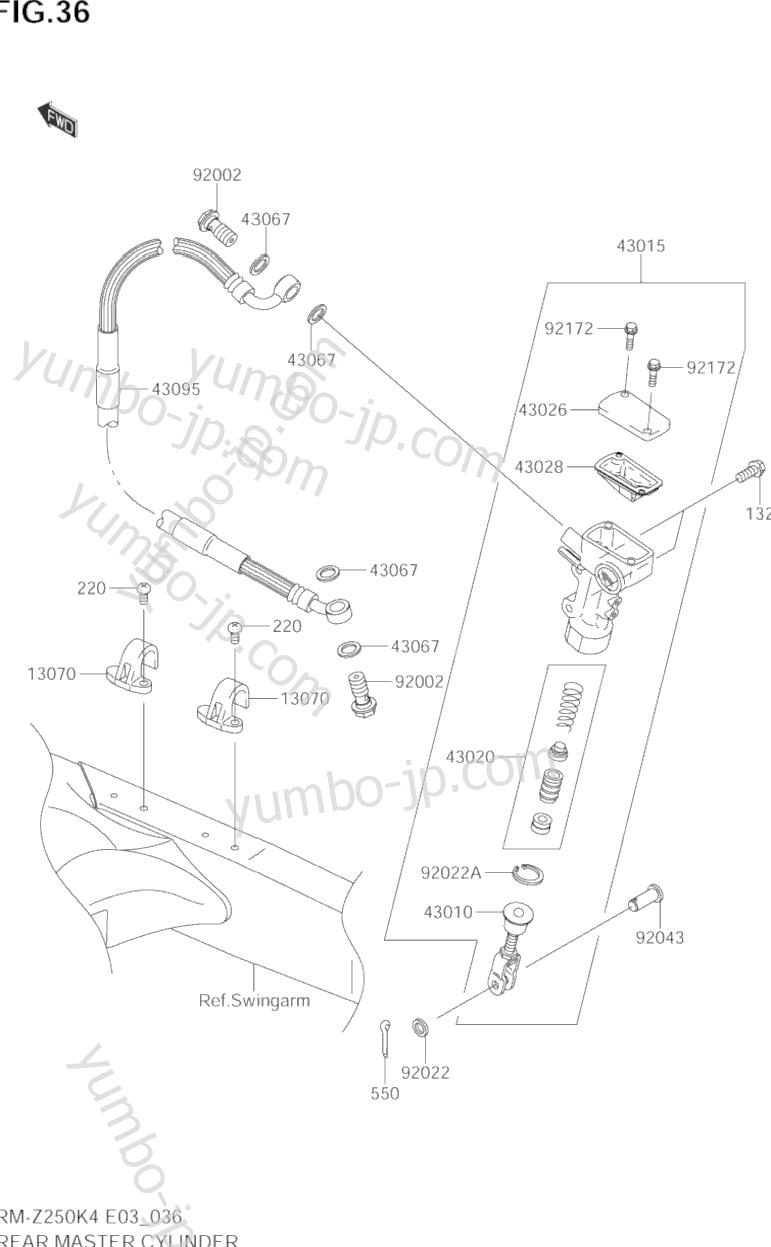 REAR MASTER CYLINDER for motorcycles SUZUKI RM-Z250 2004 year