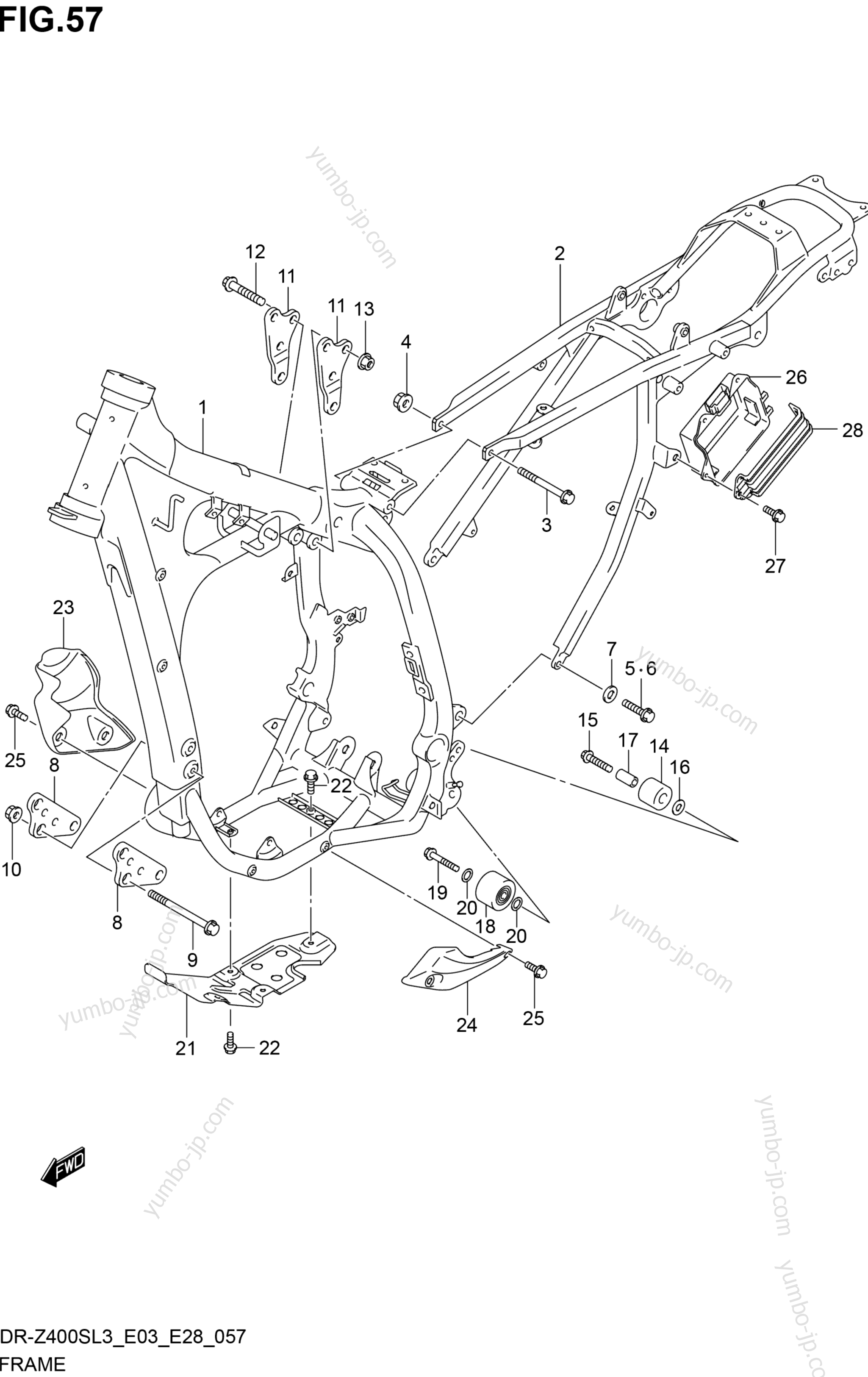 FRAME (DR-Z400SL3 E33) for motorcycles SUZUKI DR-Z400S 2013 year