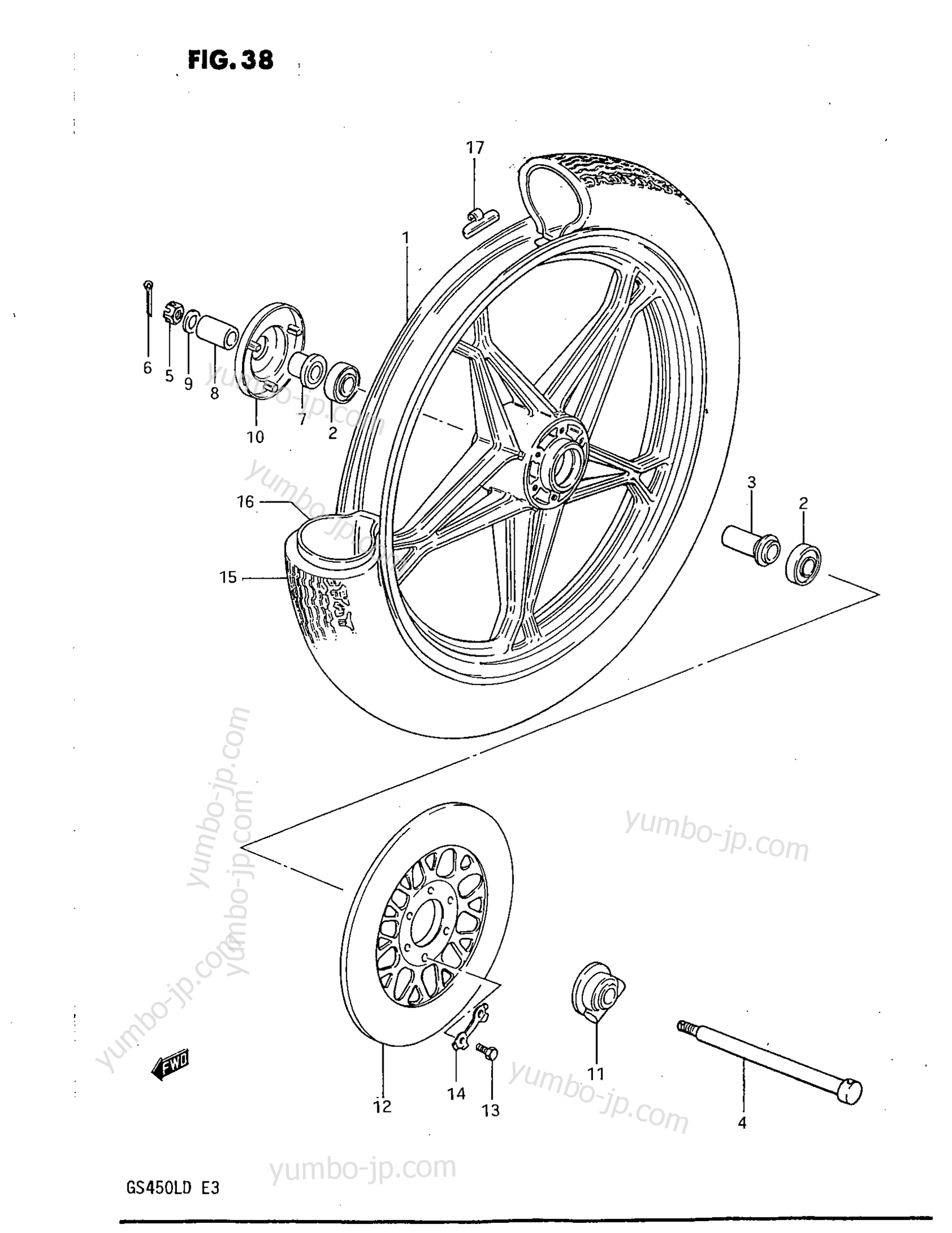 FRONT WHEEL для мотоциклов SUZUKI GS450L 1983 г.