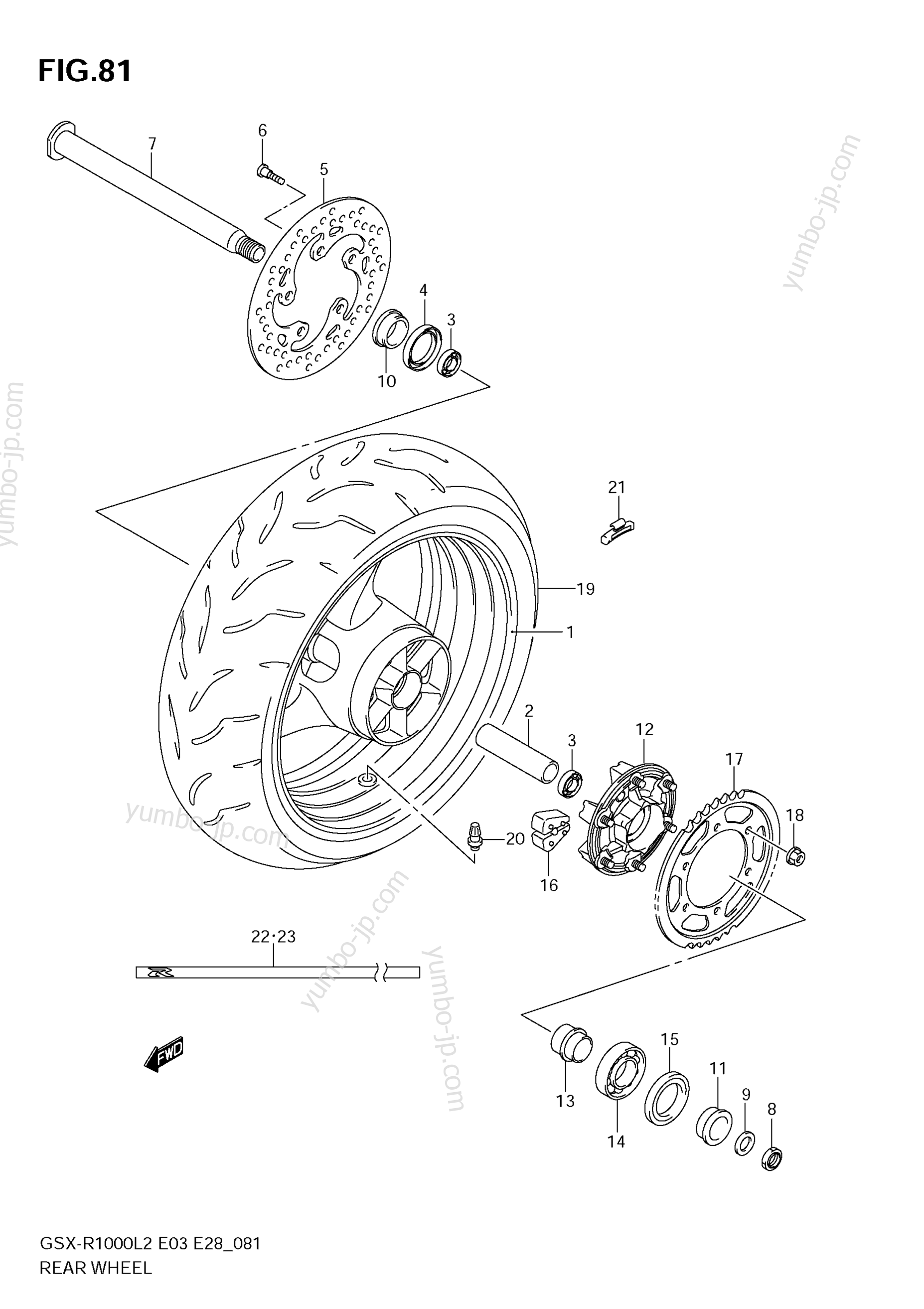 REAR WHEEL для мотоциклов SUZUKI GSX-R1000 2012 г.