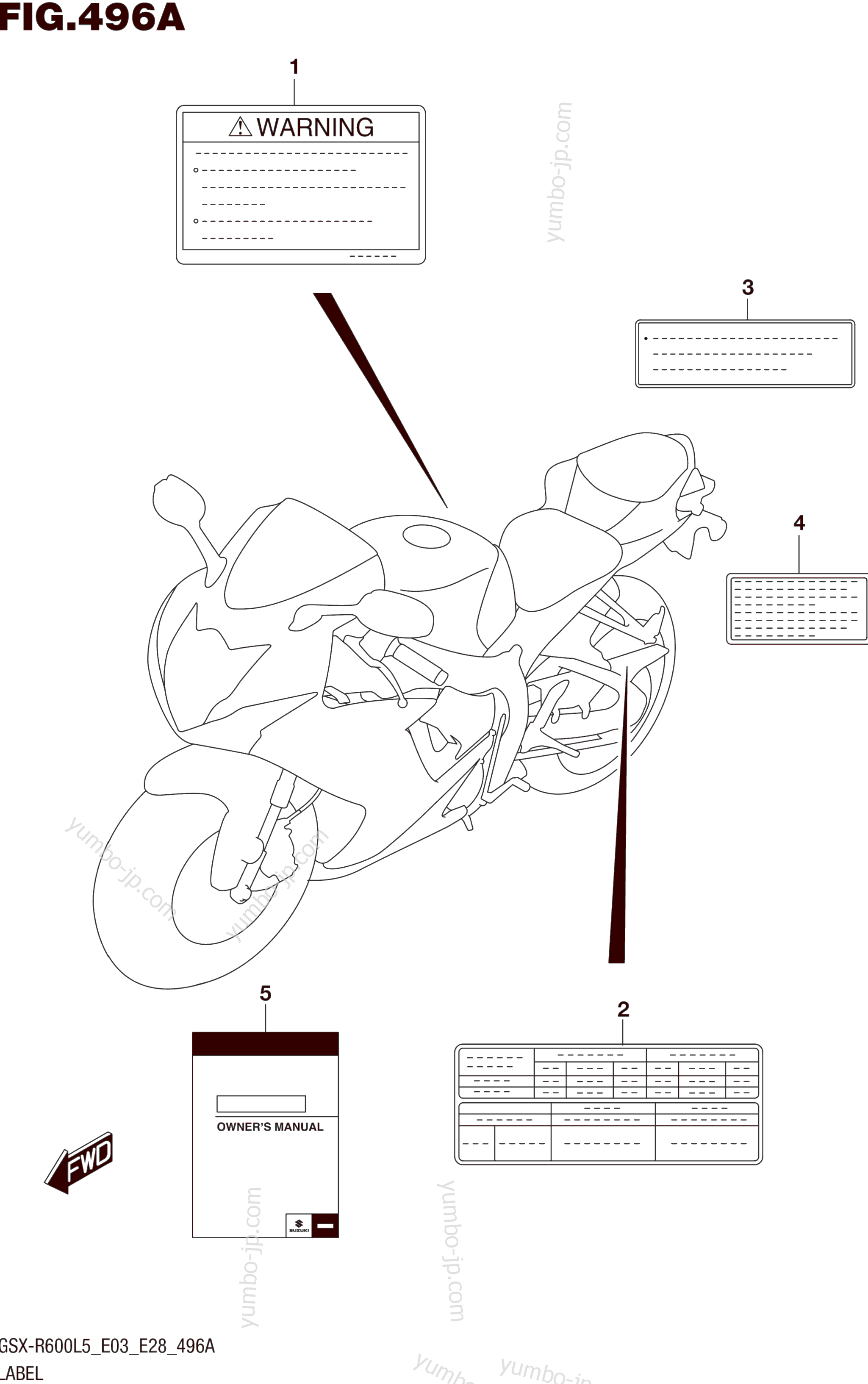 LABEL (GSX-R600L5 E03) for motorcycles SUZUKI GSX-R600 2015 year