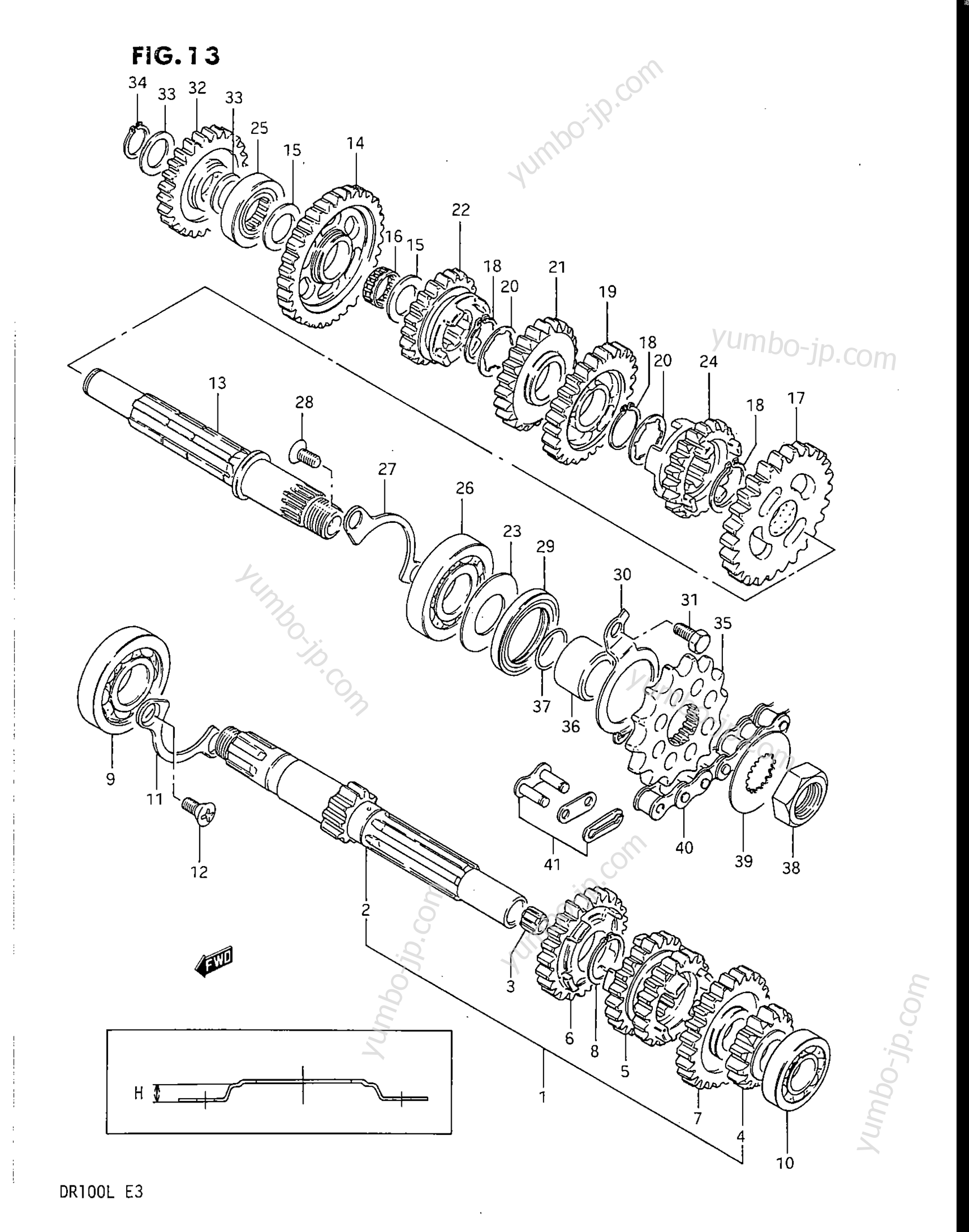 TRANSMISSION for motorcycles SUZUKI DR100 1986 year
