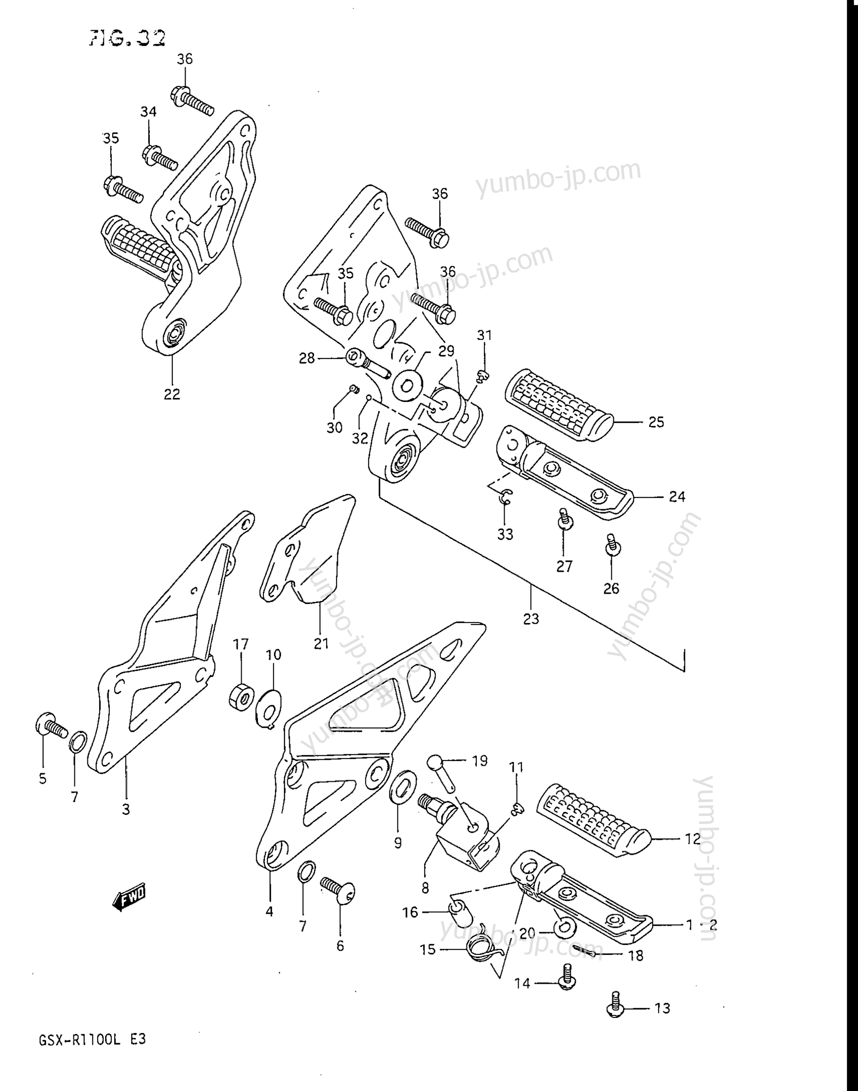 Footrest for motorcycles SUZUKI GSX-R1100 1990 year