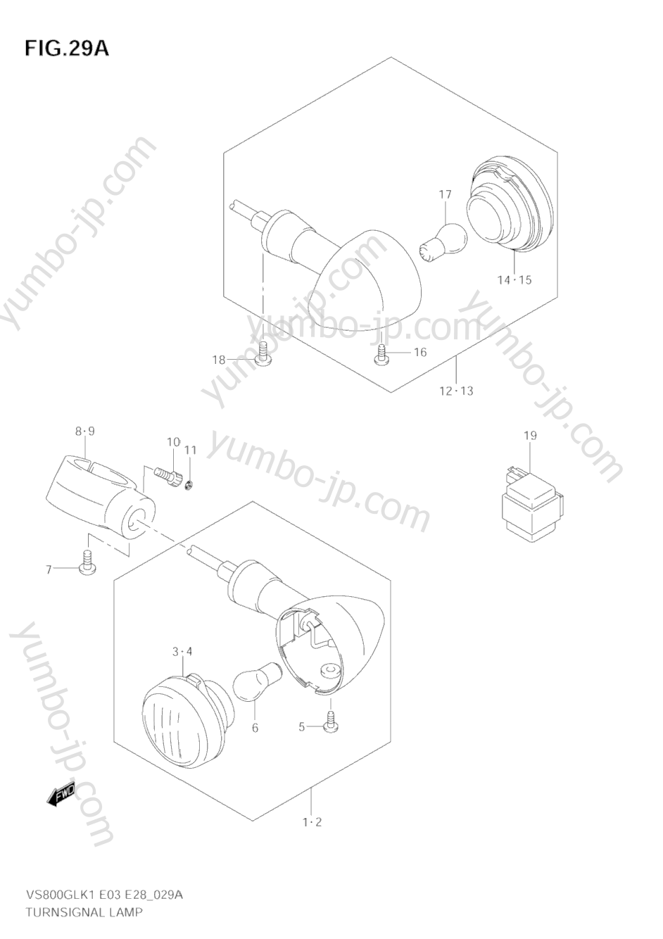 TURN SIGNAL LAMP (MODEL K4/K5) for motorcycles SUZUKI Intruder (VS800GL) 2003 year