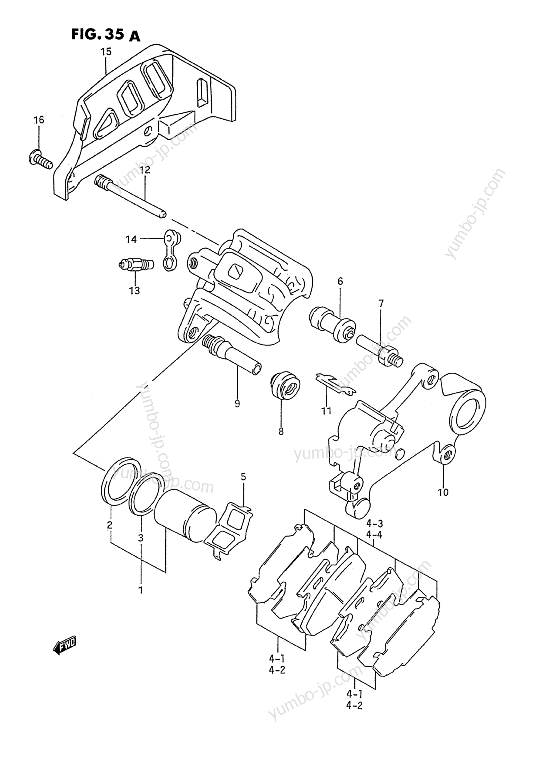REAR CALIPER (MODEL P/R) for motorcycles SUZUKI RM125 1994 year