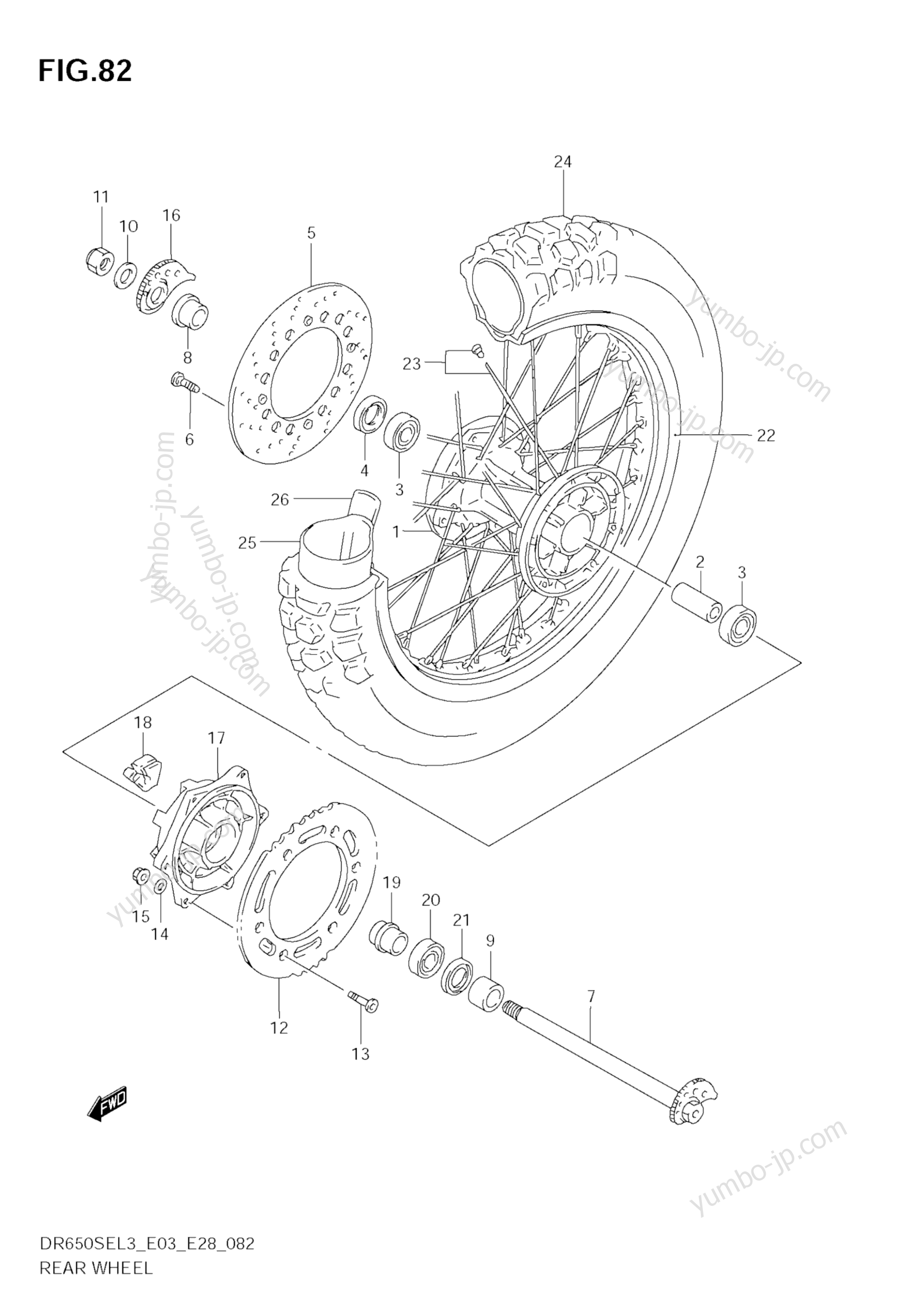 REAR WHEEL (DR650SEL3 E33) для мотоциклов SUZUKI DR650SE 2013 г.