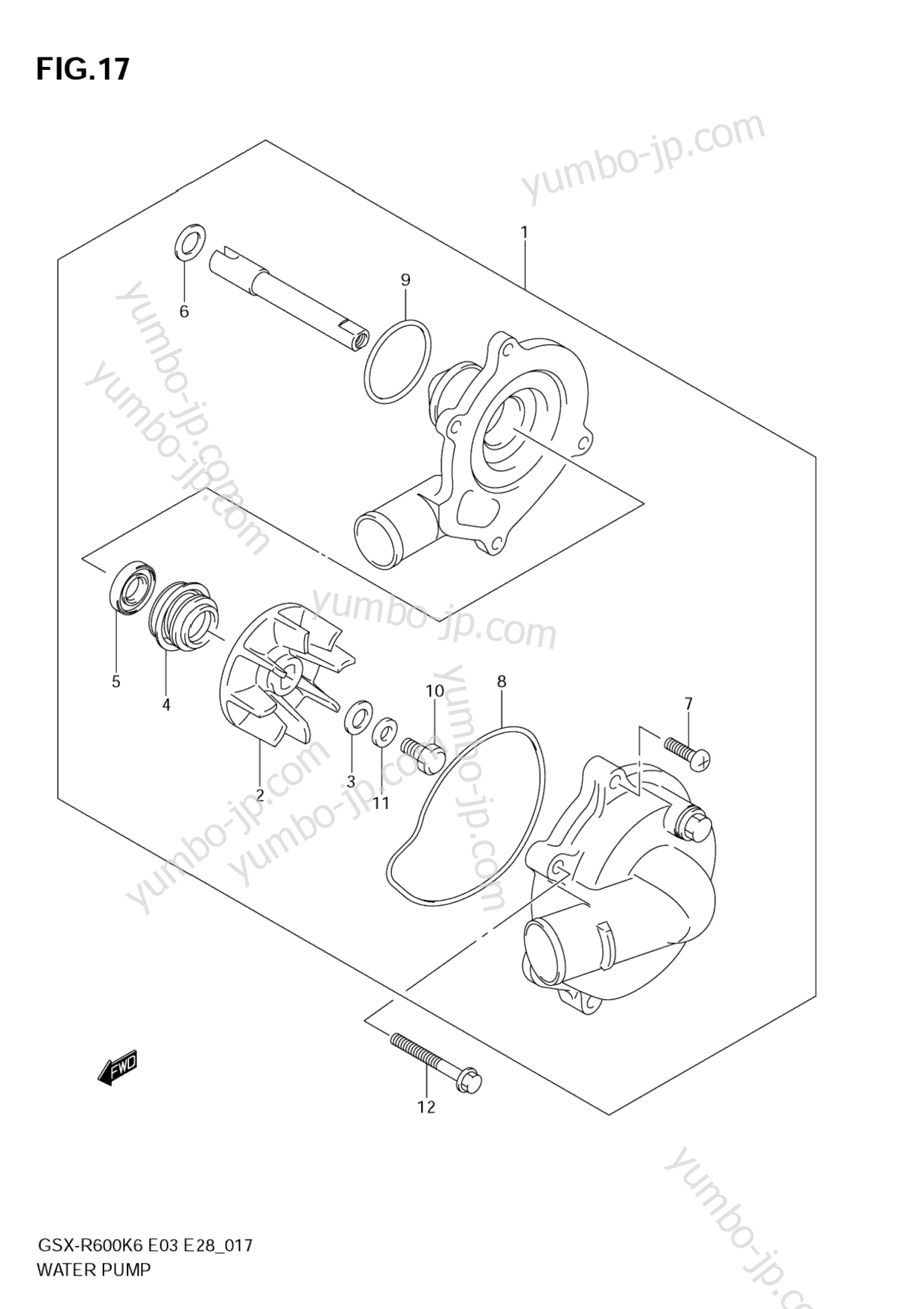 WATER PUMP for motorcycles SUZUKI GSX-R600 2007 year