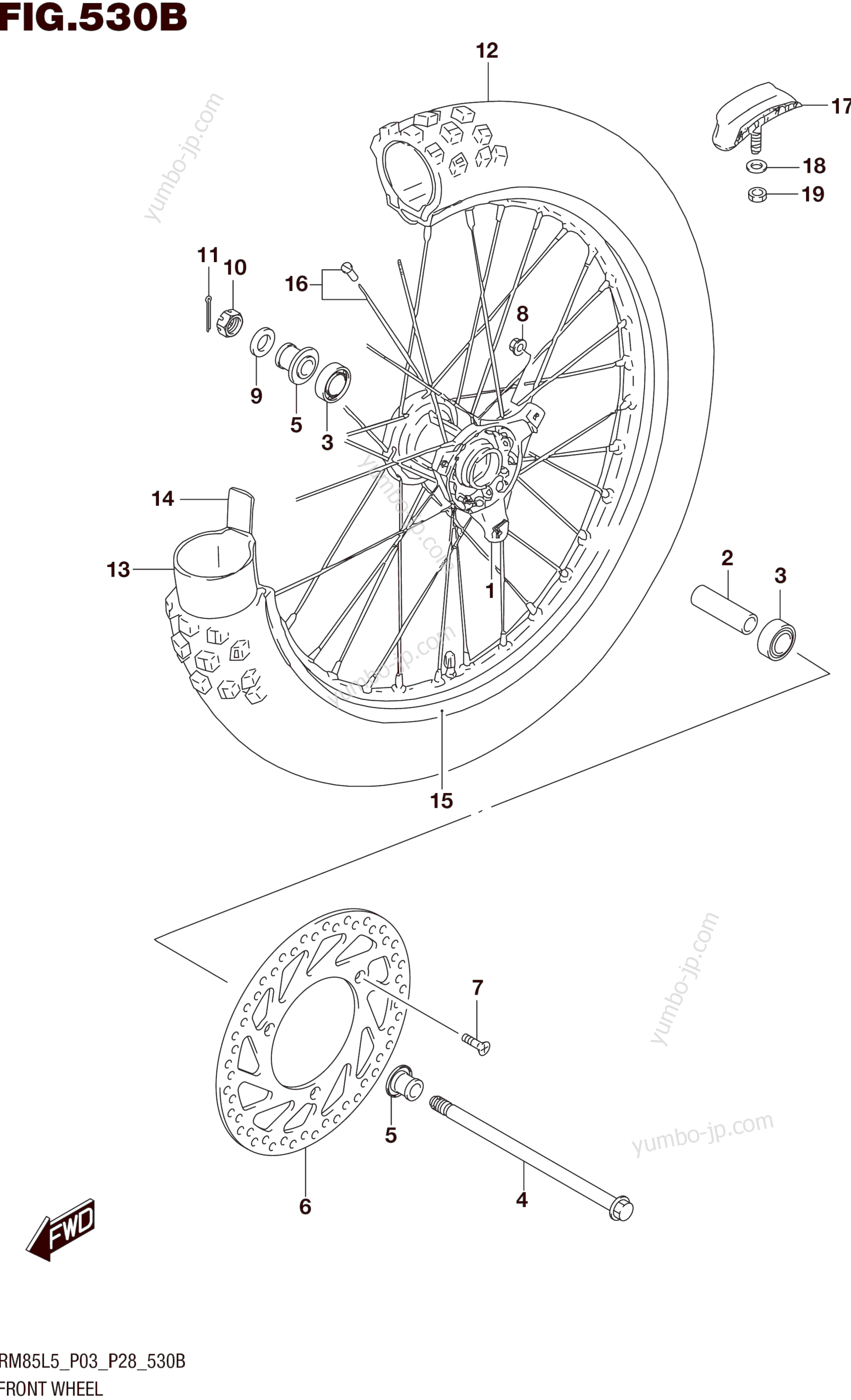 FRONT WHEEL (RM85L5 P28) for motorcycles SUZUKI RM85 2015 year