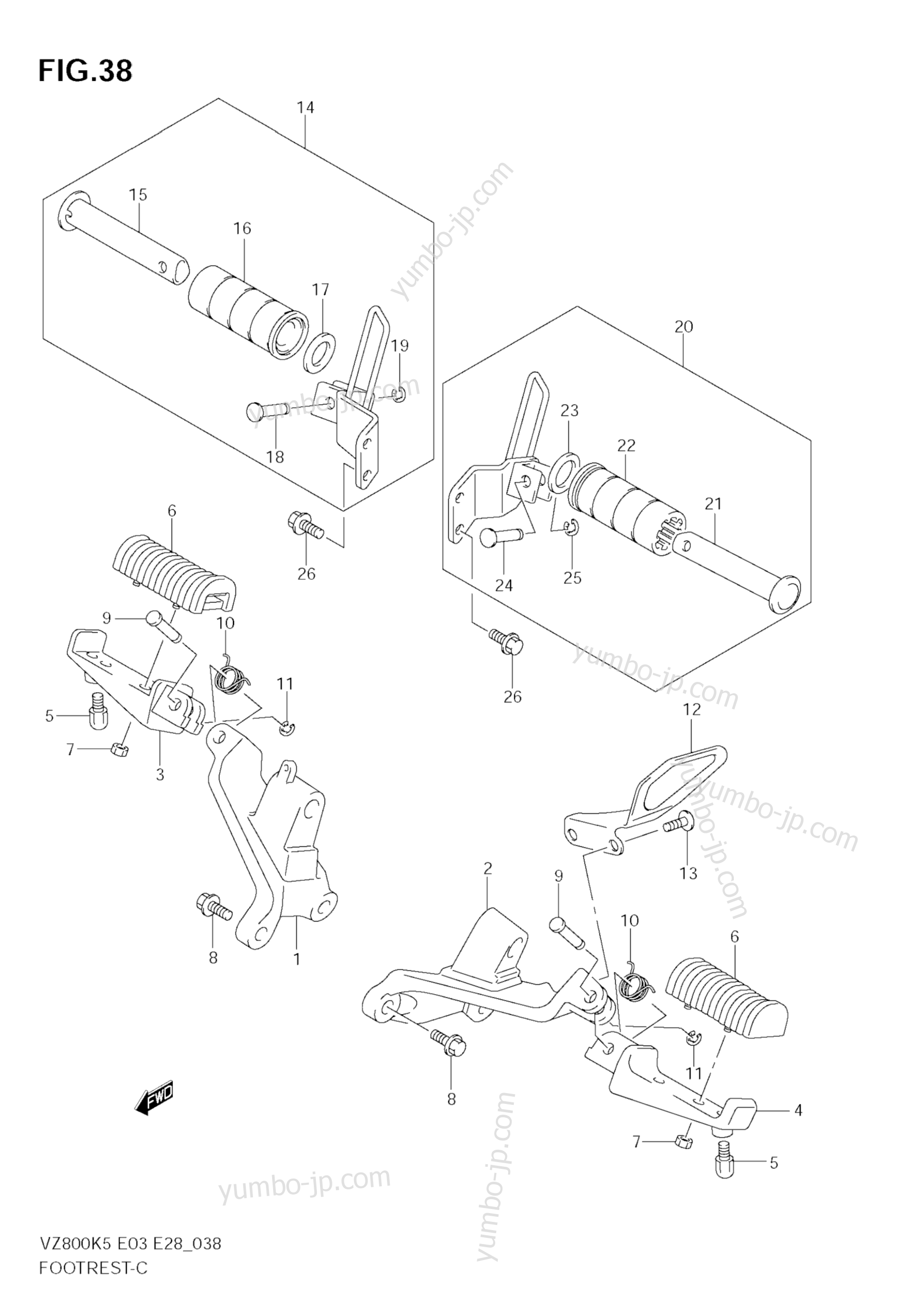 Footrest for motorcycles SUZUKI Boulevard M50 (VZ800) 2005 year