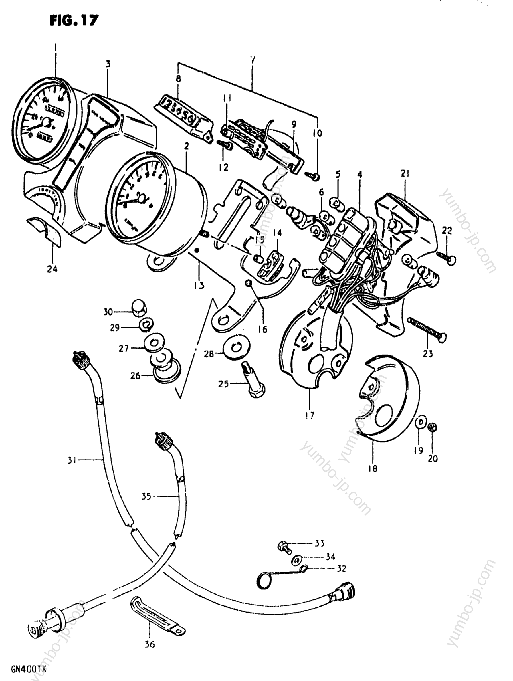 Speedometer - Tachometer for motorcycles SUZUKI GN400XT 1980 year