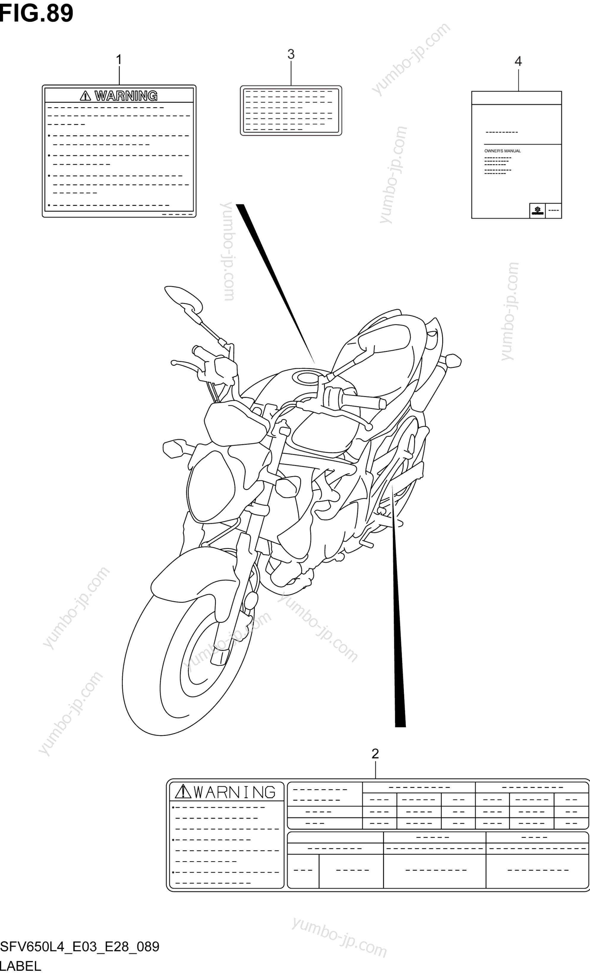 LABEL (SFV650AL4 E33) for motorcycles SUZUKI SFV650A 2014 year