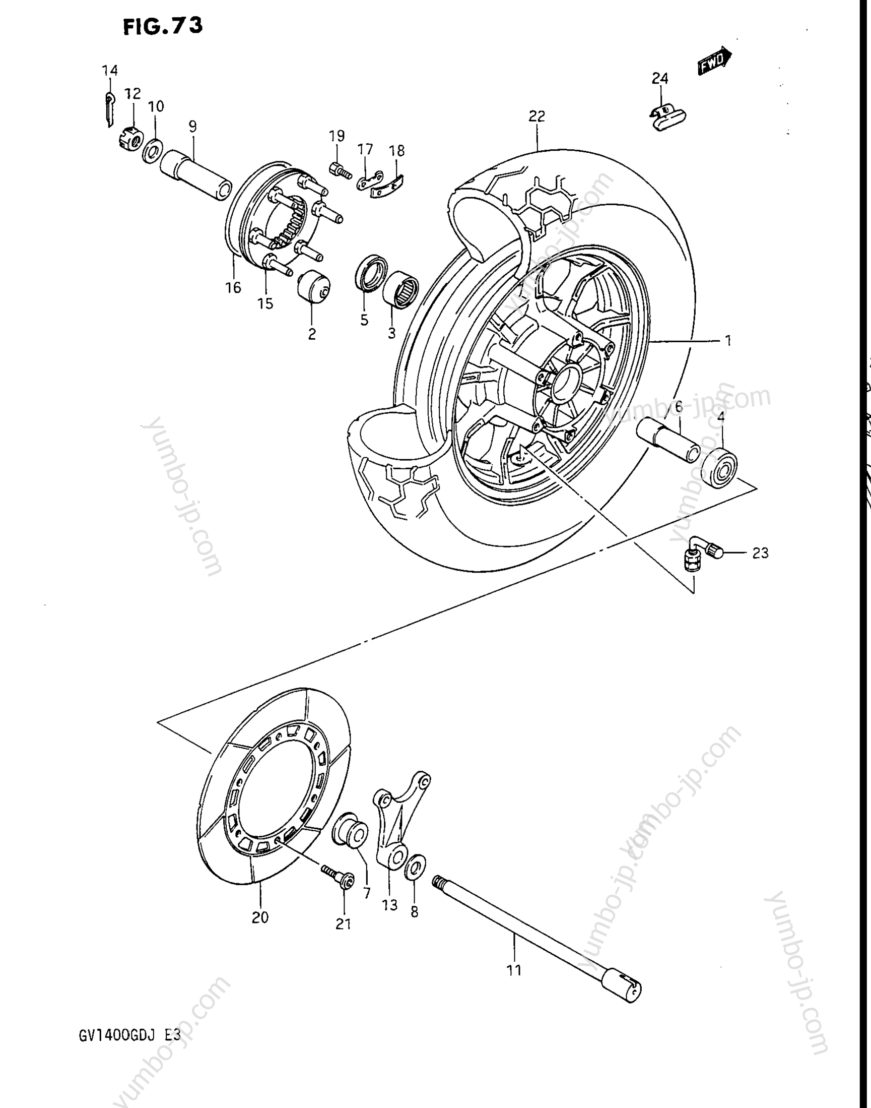 REAR WHEEL (GV1400GDG F.NO.103765~/GCG/MODEL H/J) для мотоциклов SUZUKI Cavalcade (GV1400GT) 1987 г.