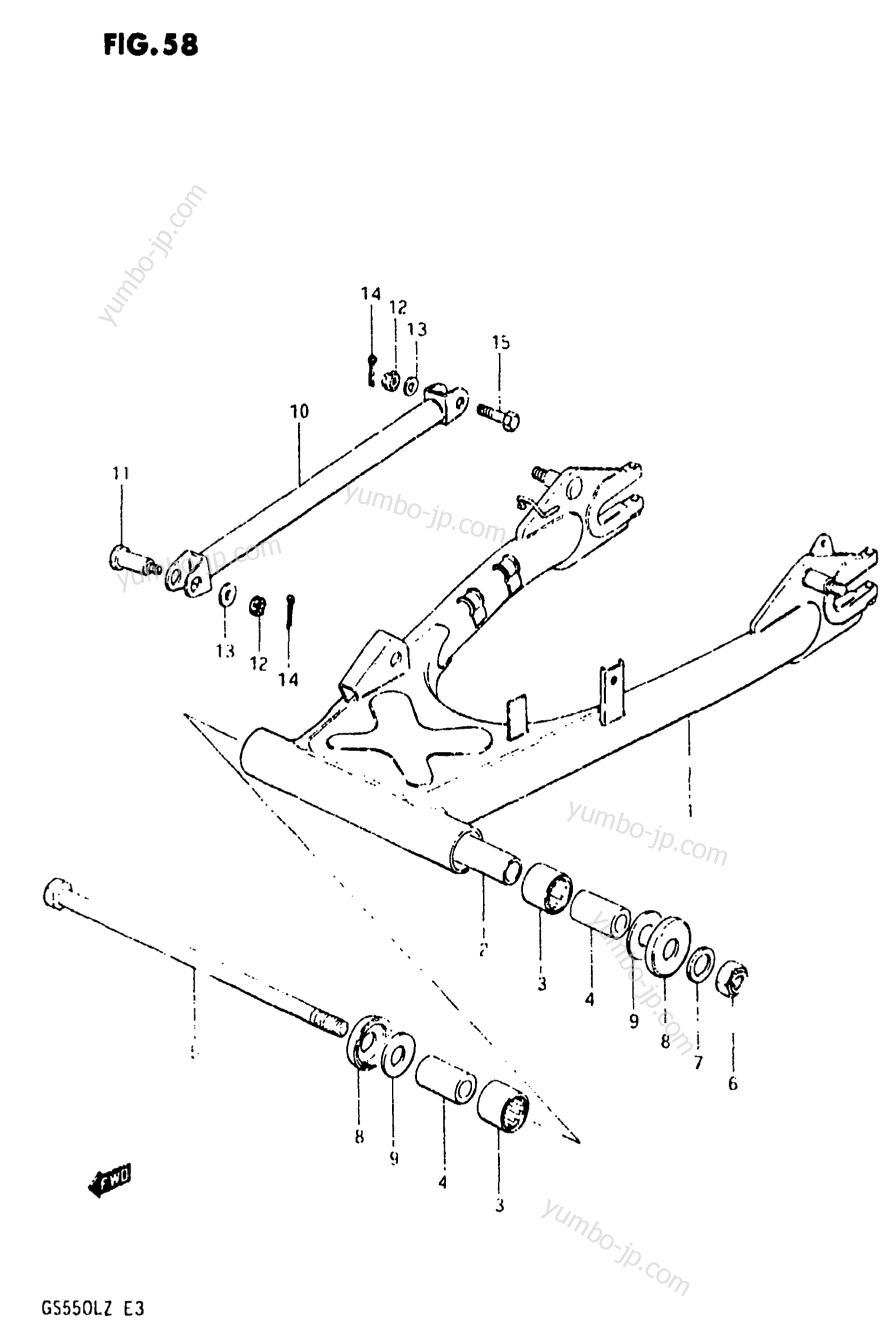 REAR SWINGING ARM (MODEL X) for motorcycles SUZUKI GS550L 1981 year