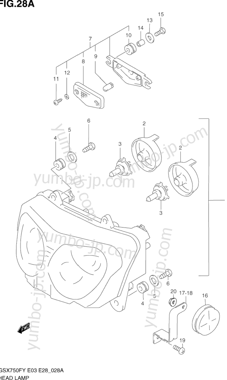 HEADLAMP (MODEL K3) for motorcycles SUZUKI Katana (GSX750F) 2001 year