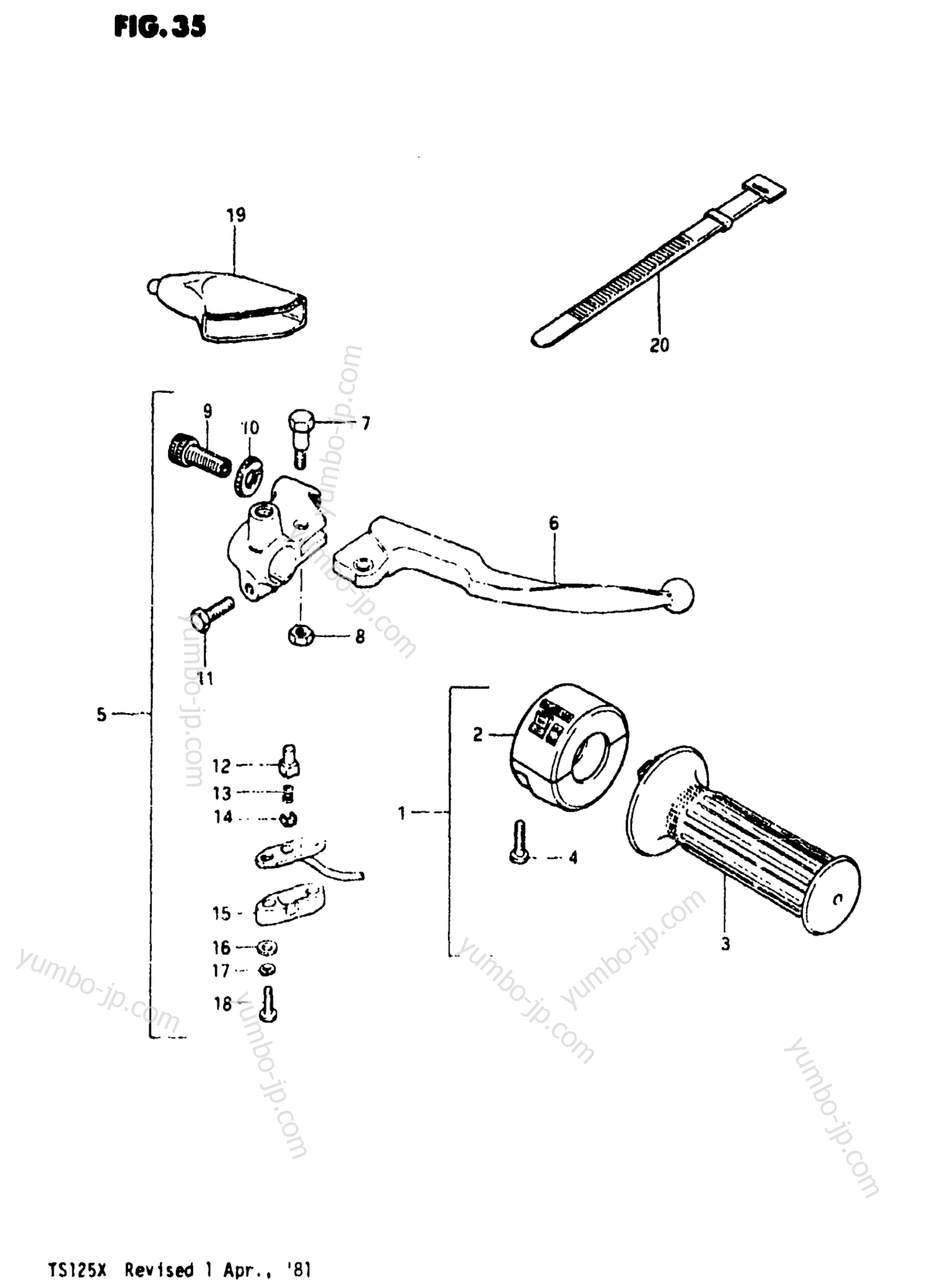 RIGHT HANDLE SWITCH for motorcycles SUZUKI TS125 1980 year