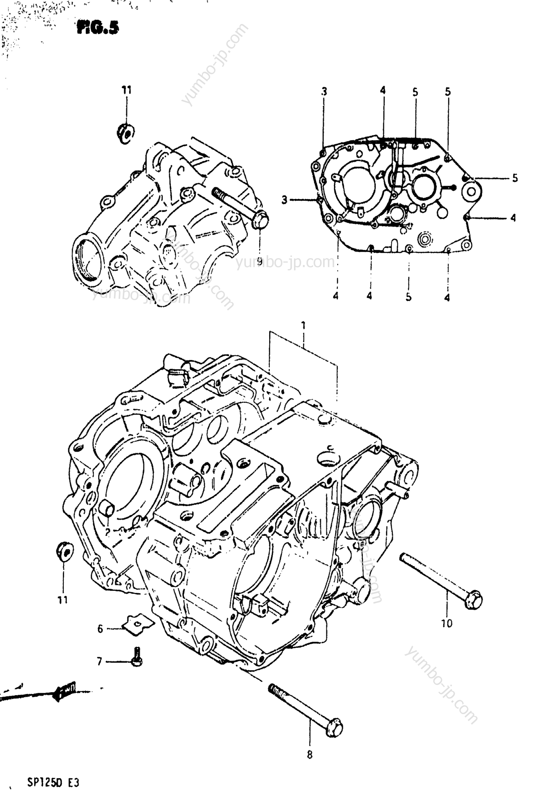 CRANKCASE (MODEL D) для мотоциклов SUZUKI SP125 1983 г.