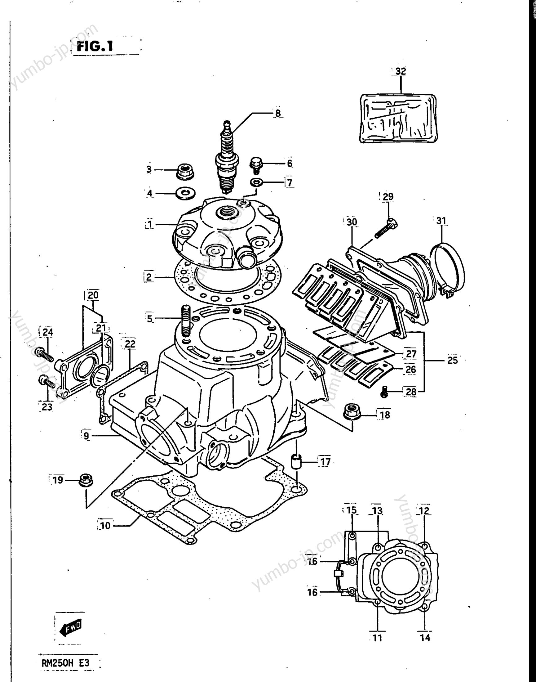 CYLINDER (MODEL G) for motorcycles SUZUKI RM250 1986 year