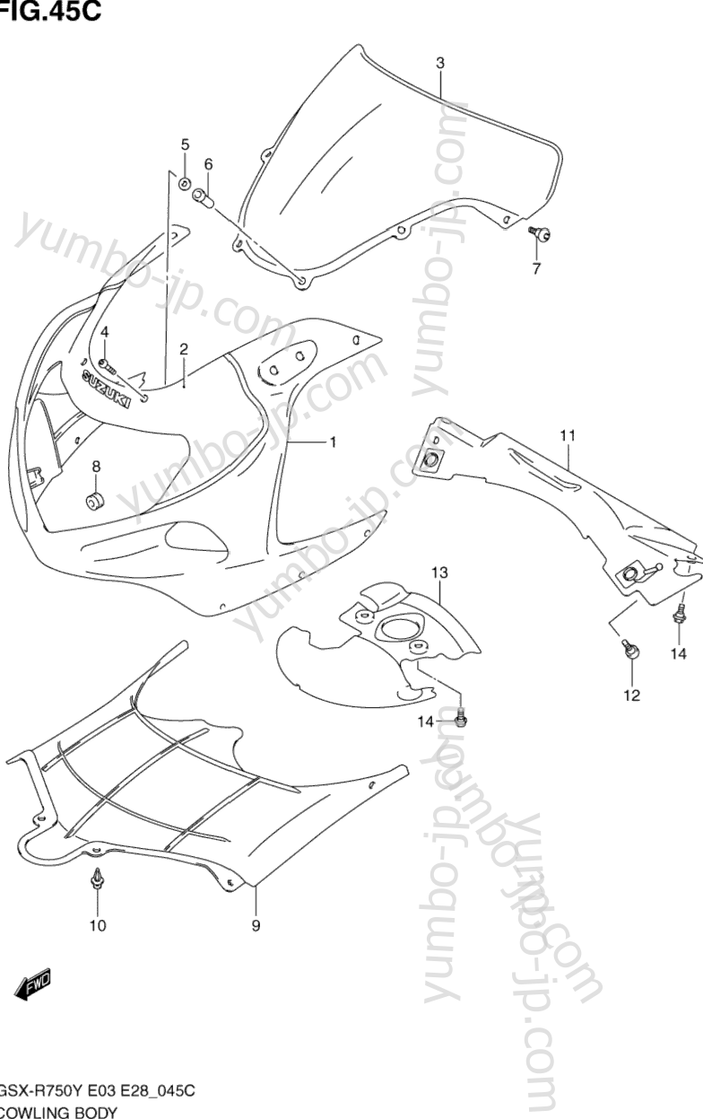 COWLING BODY (MODEL K3) for motorcycles SUZUKI GSX-R750 2000 year