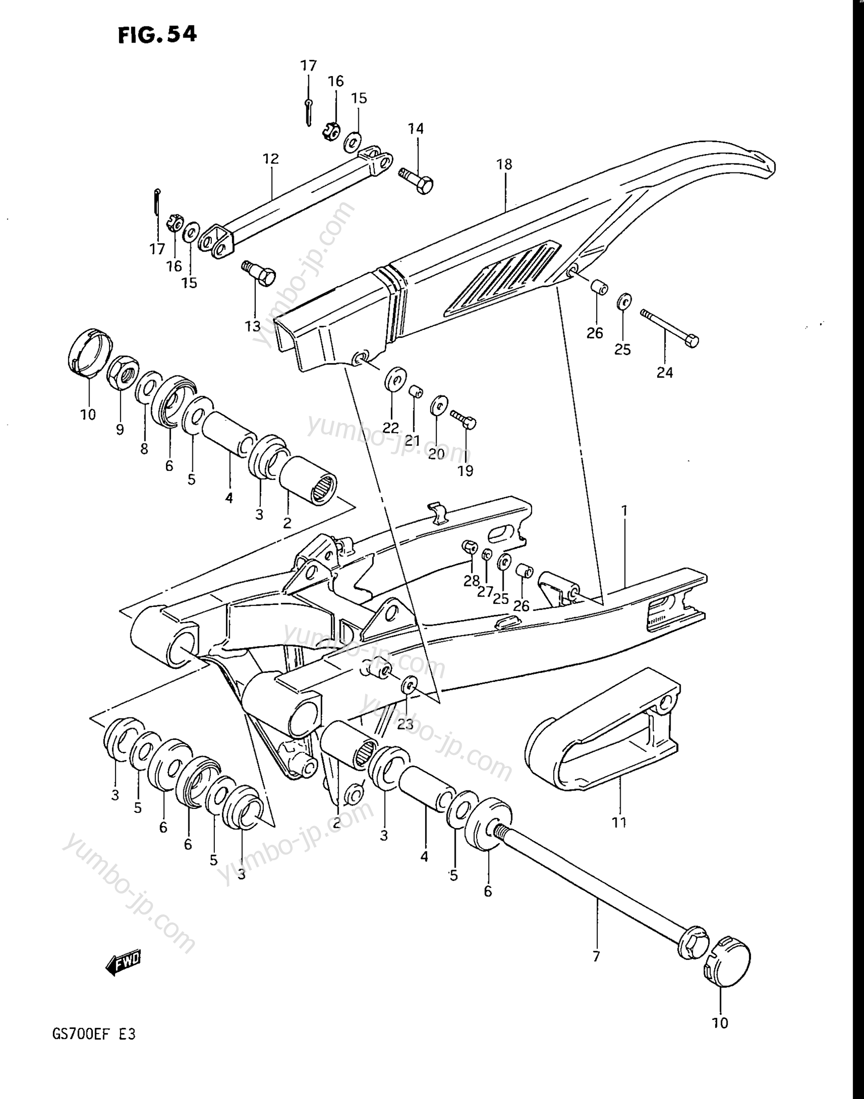 REAR SWINGING ARM for motorcycles SUZUKI ES, (GS700E) 1985 year
