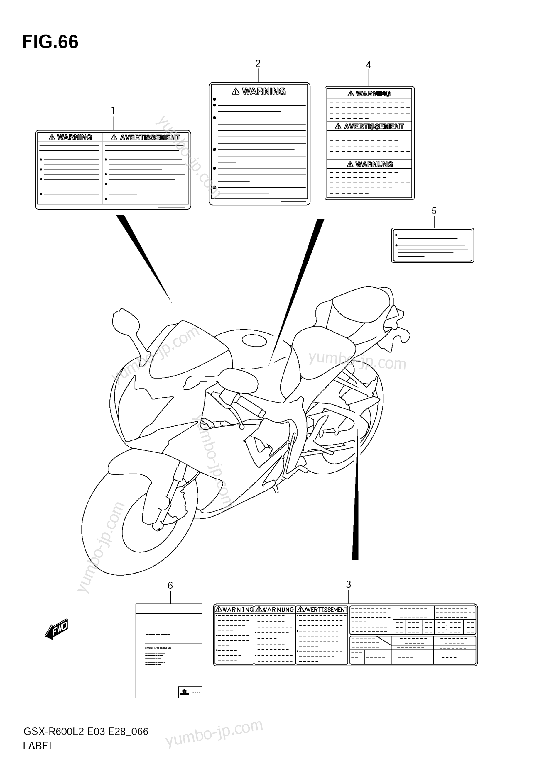 LABEL (GSX-R600L2 E28) for motorcycles SUZUKI GSX-R600 2012 year