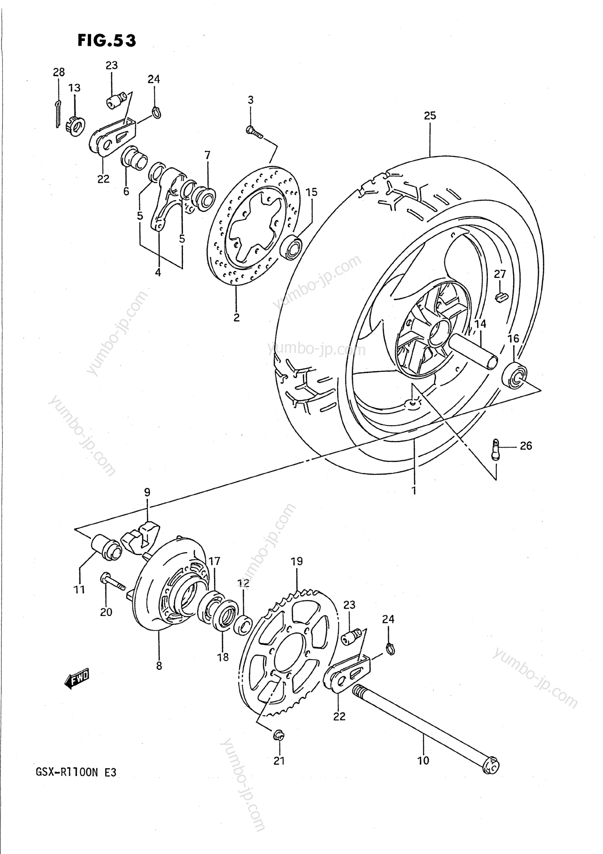 REAR WHEEL для мотоциклов SUZUKI GSX-R1100 1991 г.