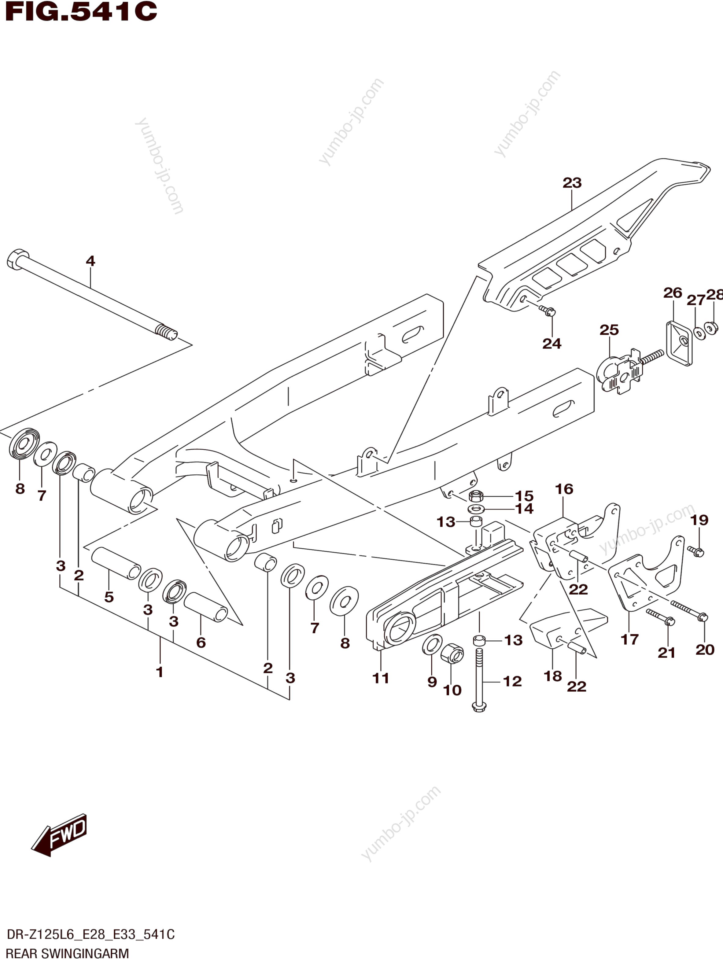 REAR SWINGINGARM (DR-Z125LL6 E33) for motorcycles SUZUKI DR-Z125 2016 year