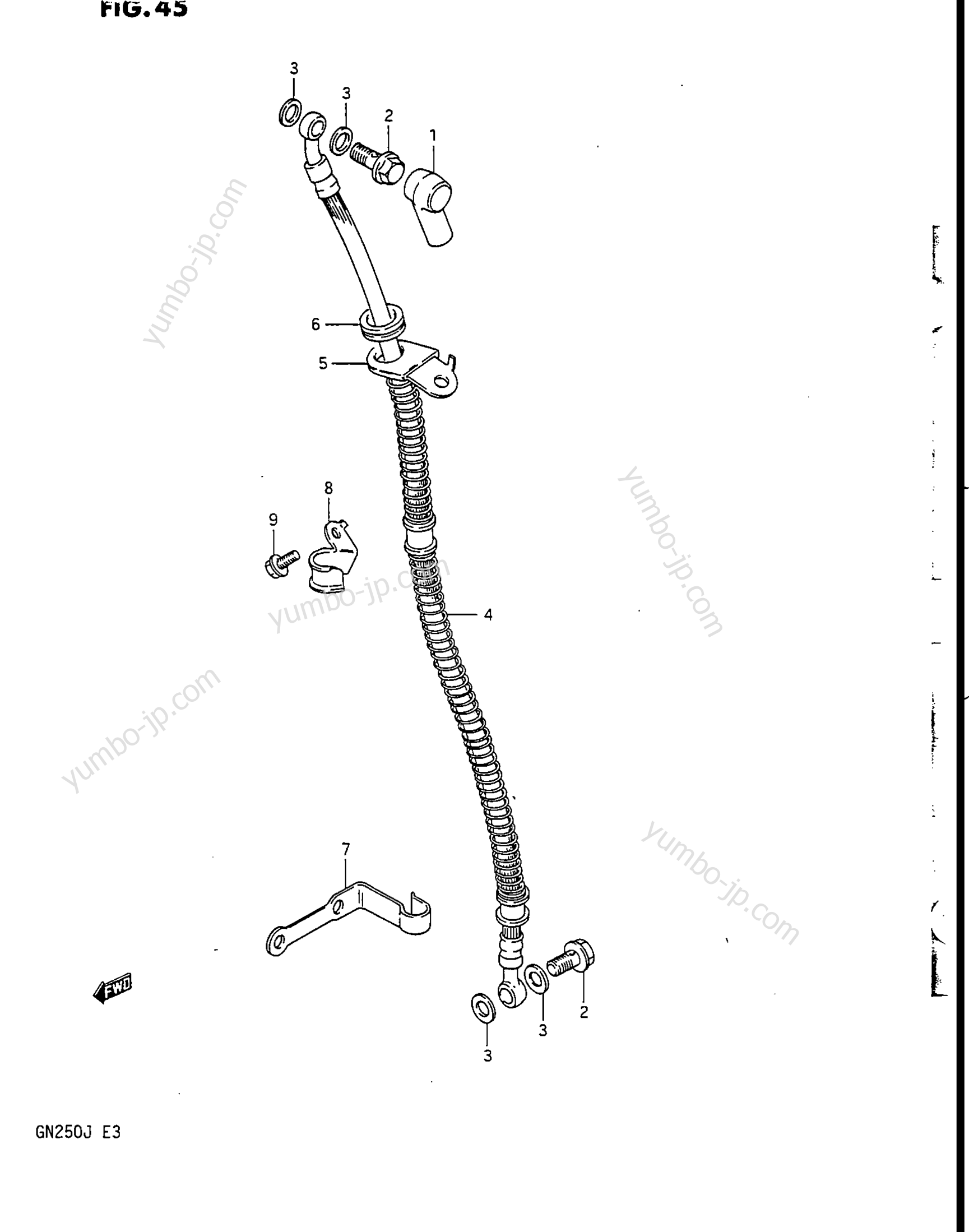 FRONT BRAKE HOSE (MODEL J) для мотоциклов SUZUKI 1985, (GN250) 1988 г.