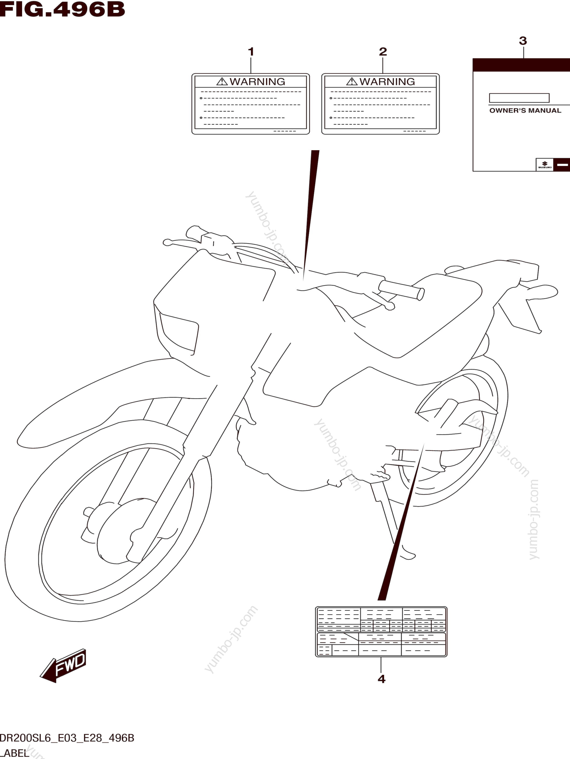 LABEL (DR200SL6 E28) для мотоциклов SUZUKI DR200S 2016 г.