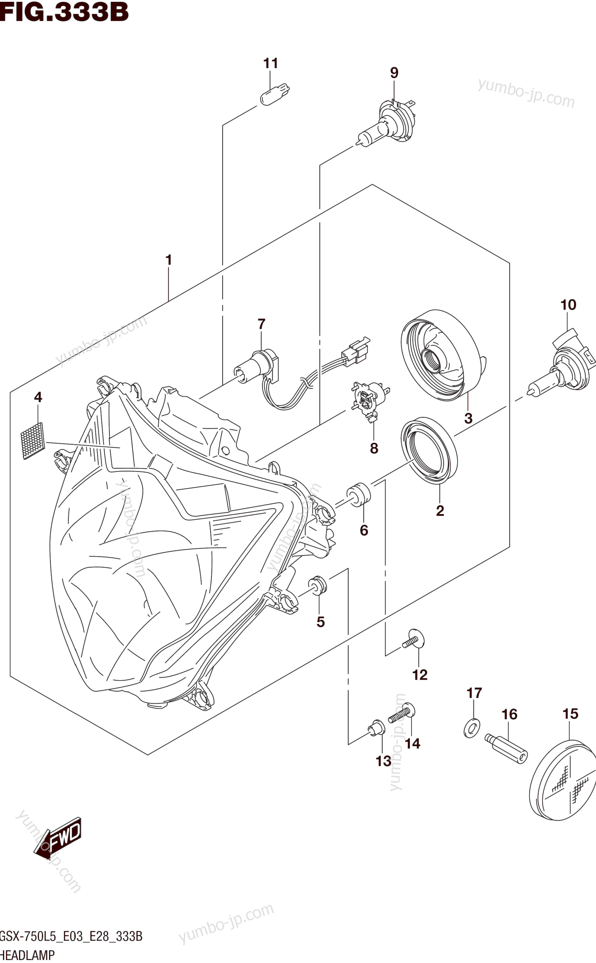 HEADLAMP (GSX-R750L5 E28) for motorcycles SUZUKI GSX-R750 2015 year